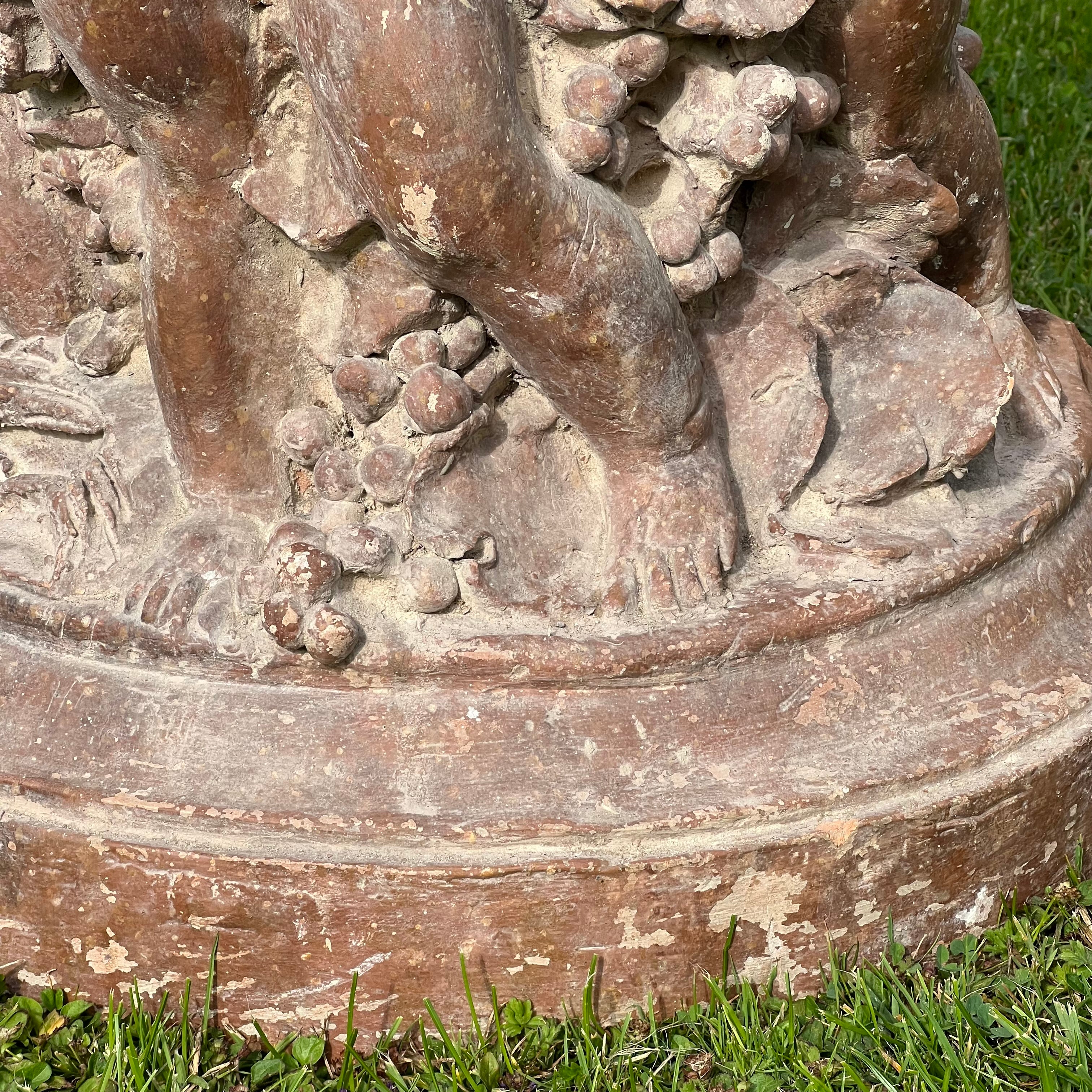 18th Century French Terracotta Putti Demi-Lune Table with Marble Top - Image 10