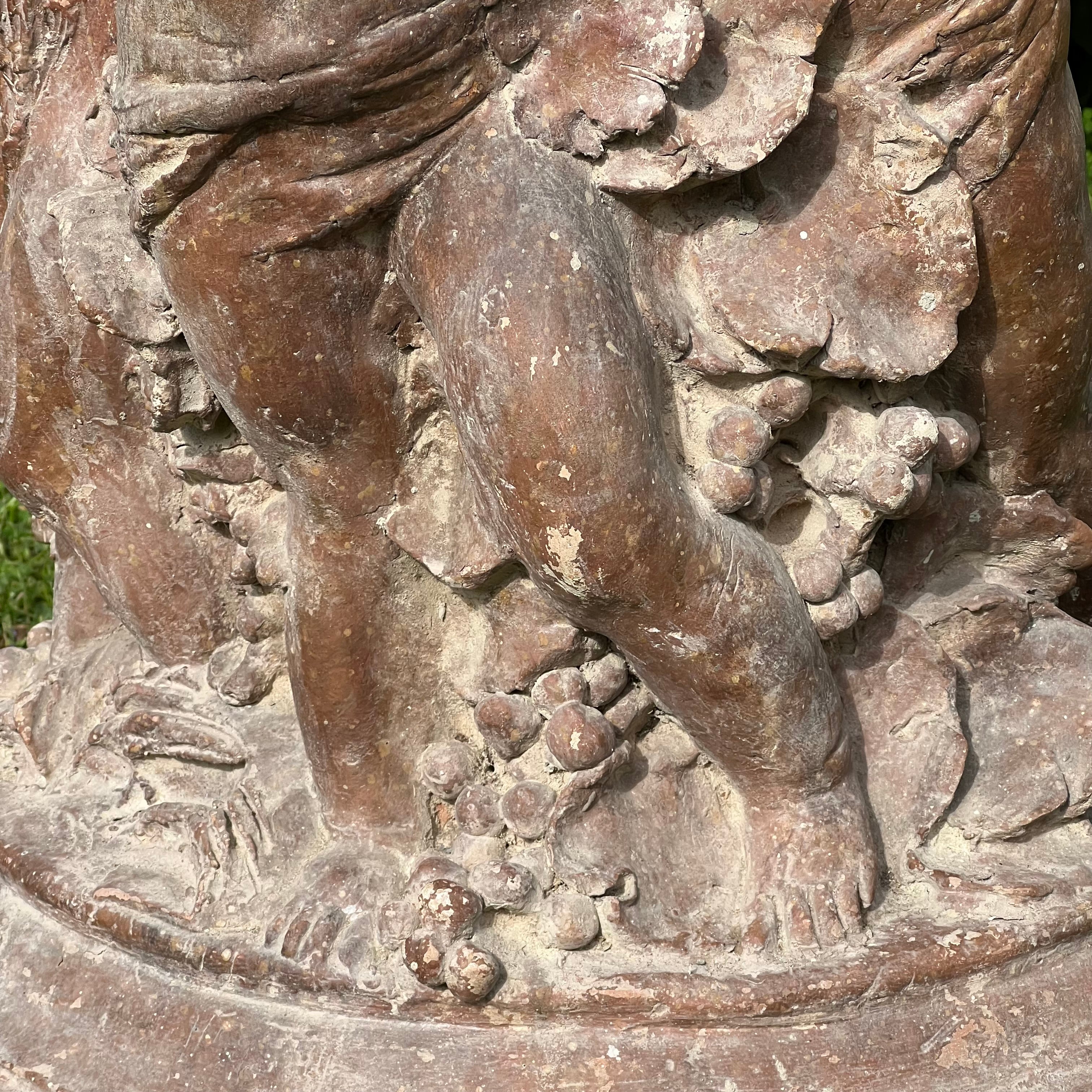 18th Century French Terracotta Putti Demi-Lune Table with Marble Top - Image 9