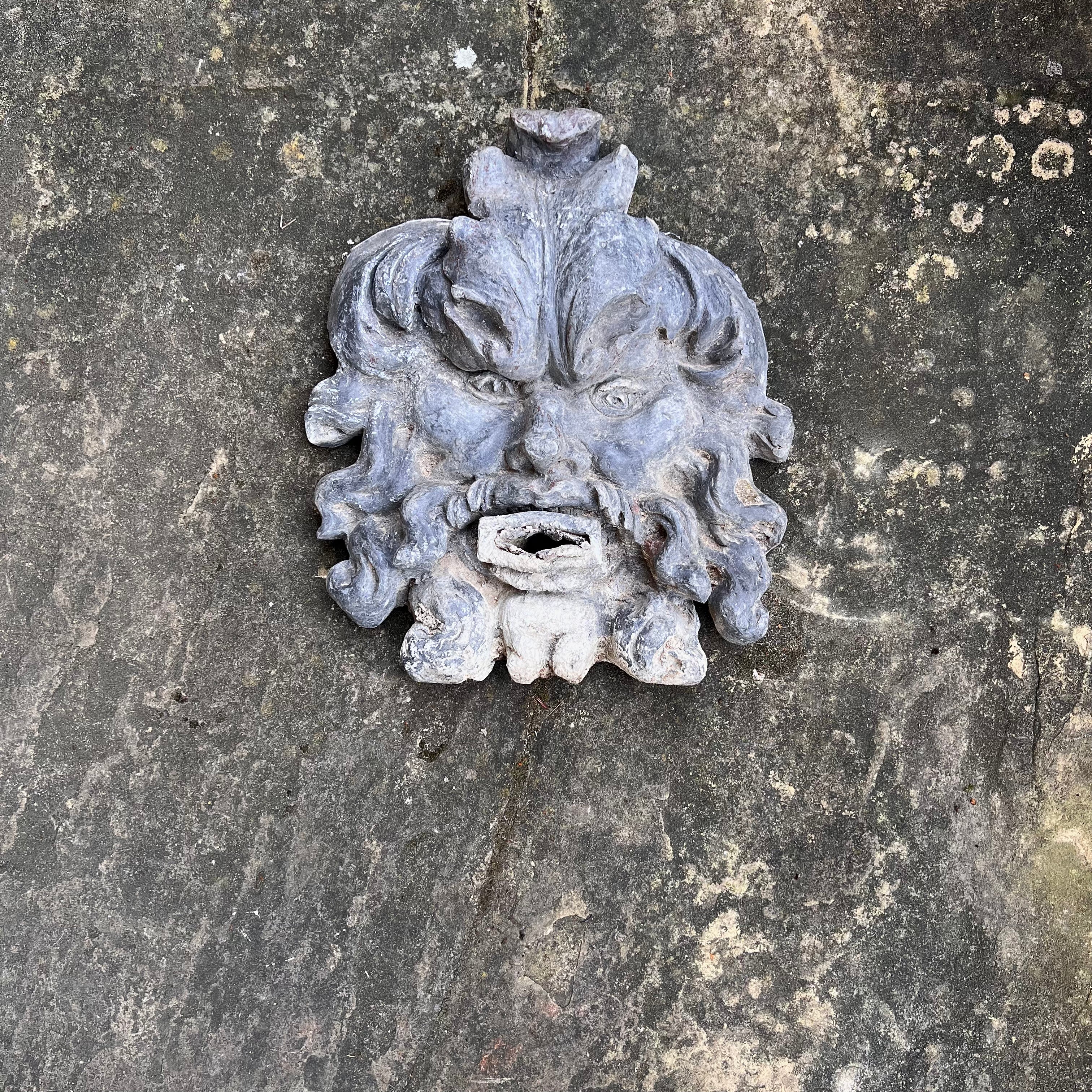 19th Century Lead River God Mask Wall Fountain - Image 7