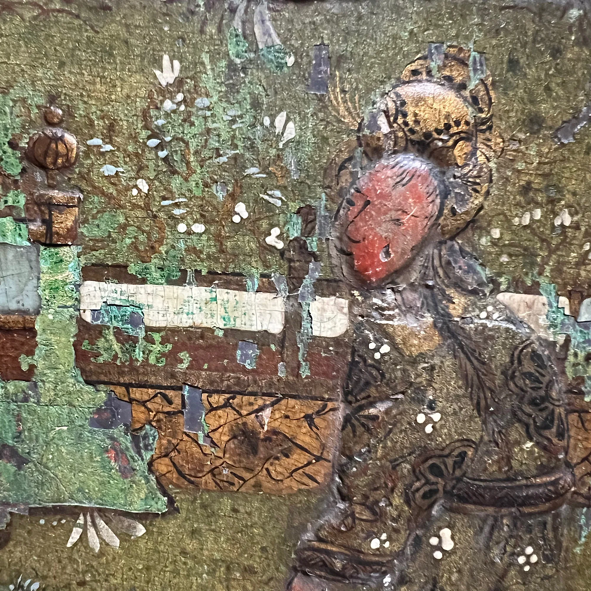 18th Century Queen Anne Green Lacquered Chinoiserie Panel - Image 8