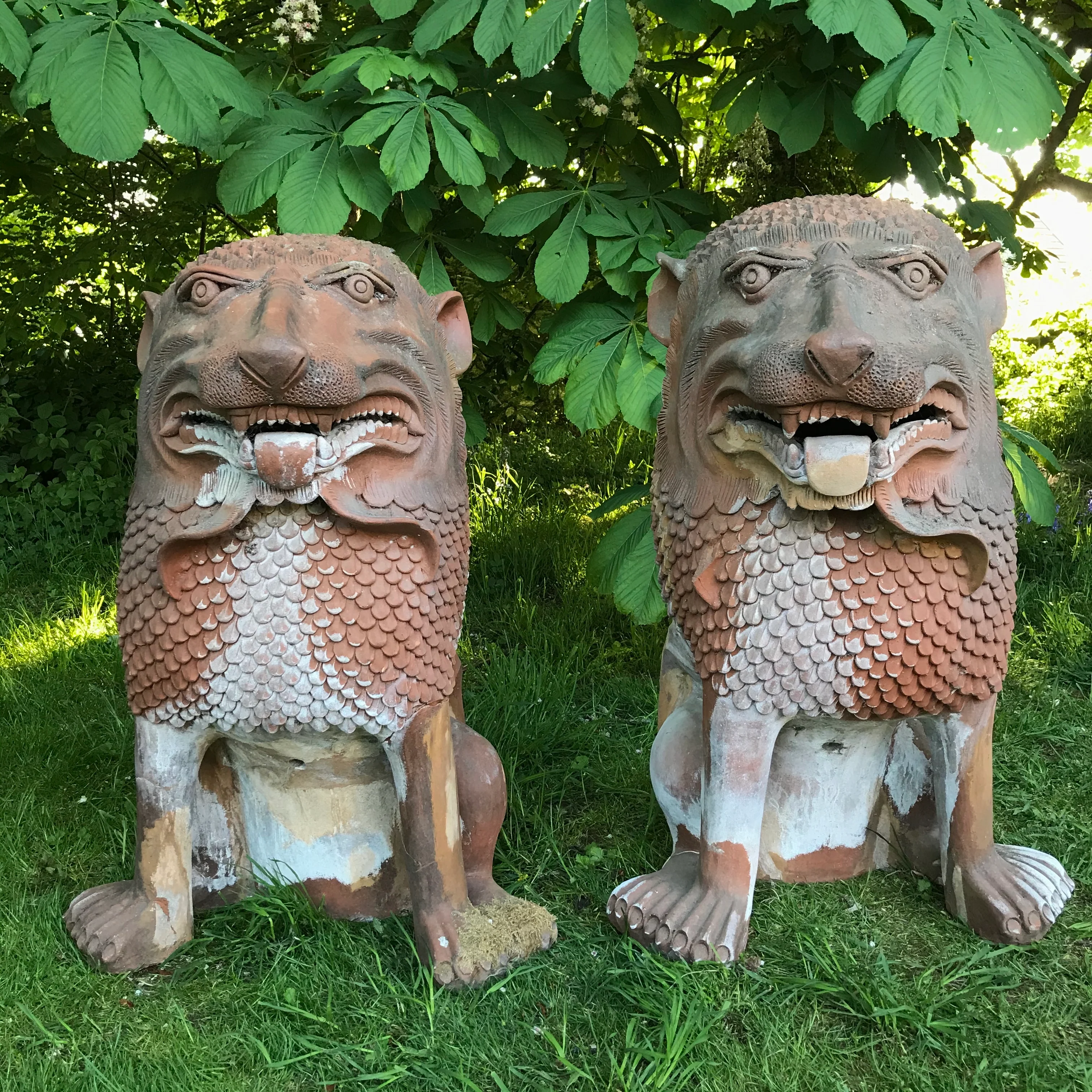 A Pair Terracotta Gatekeeper Lions/ Dogs of Foo - Image 3