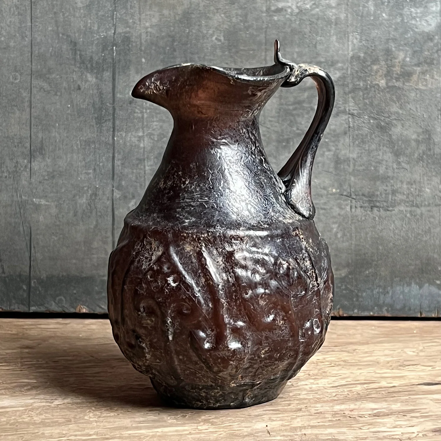 A Roman Aubergine Glass Trefoil-Lipped Jug c. 1st Century A.D. - Image 4