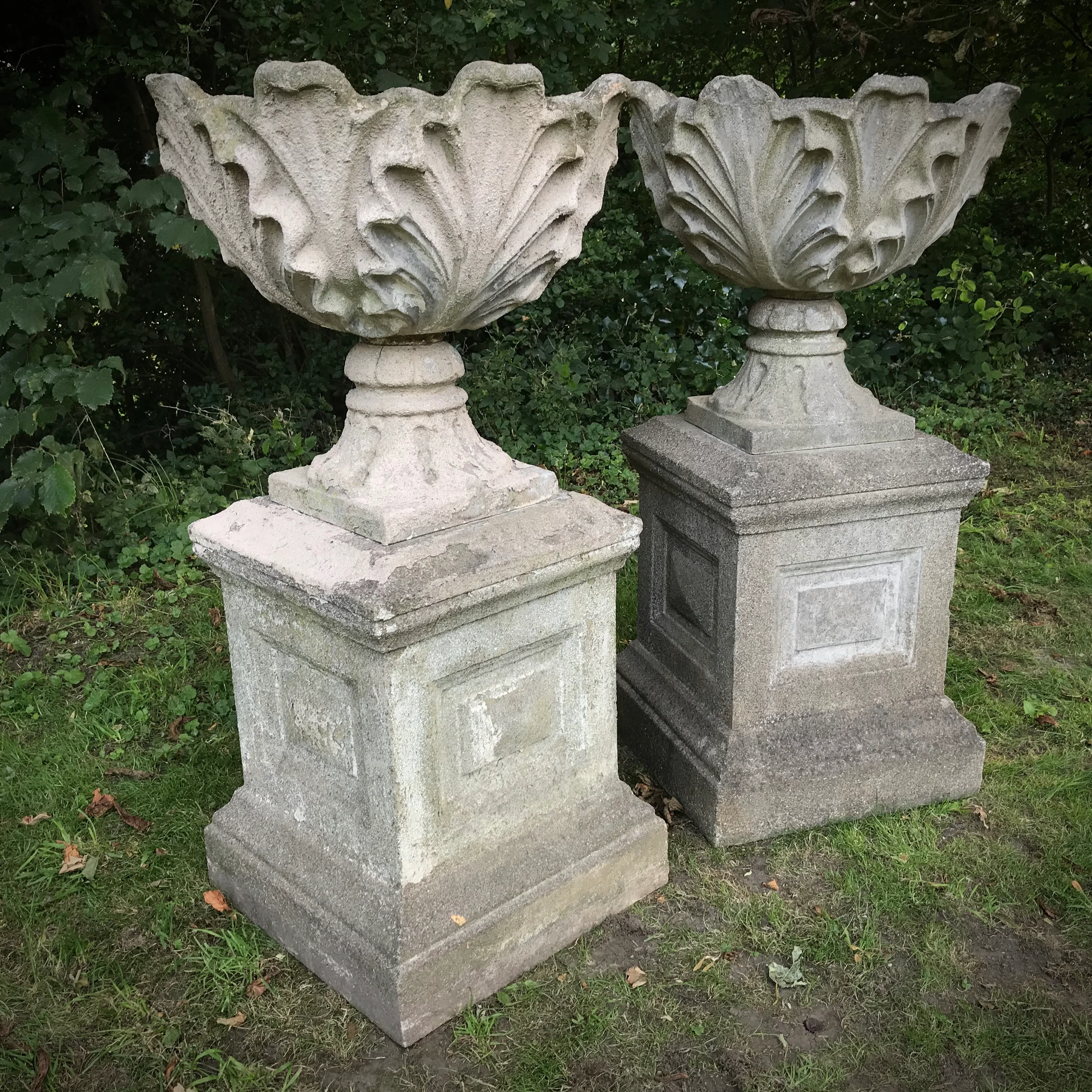 Acanthus Urns with Plinths c.1930 - Image 7