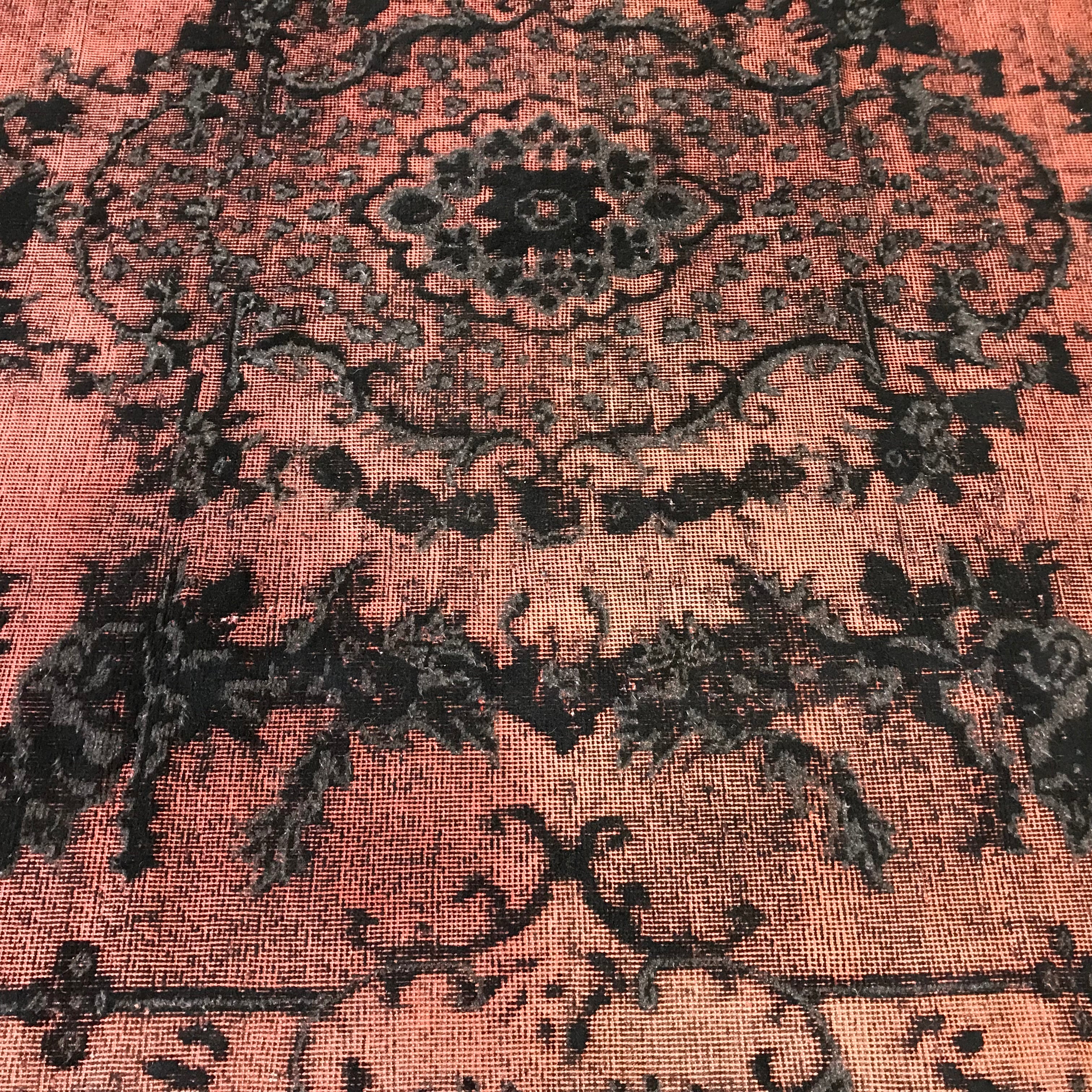 Antique Artisan Re-Worked Turkish Carpet Black & Peach - Image 12