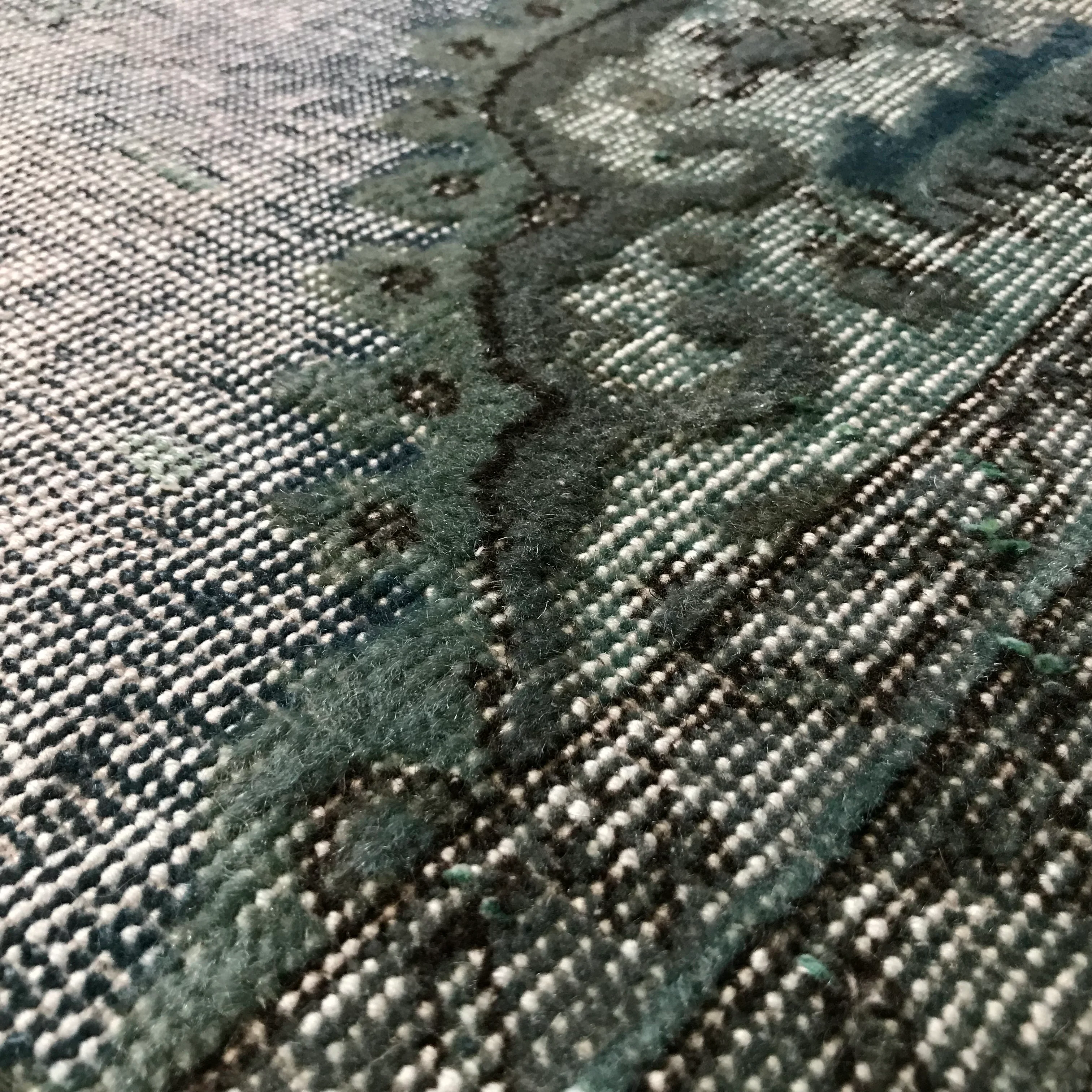 Antique Artisan Re-Worked Turkish Carpet Faded Turquoise - Image 11