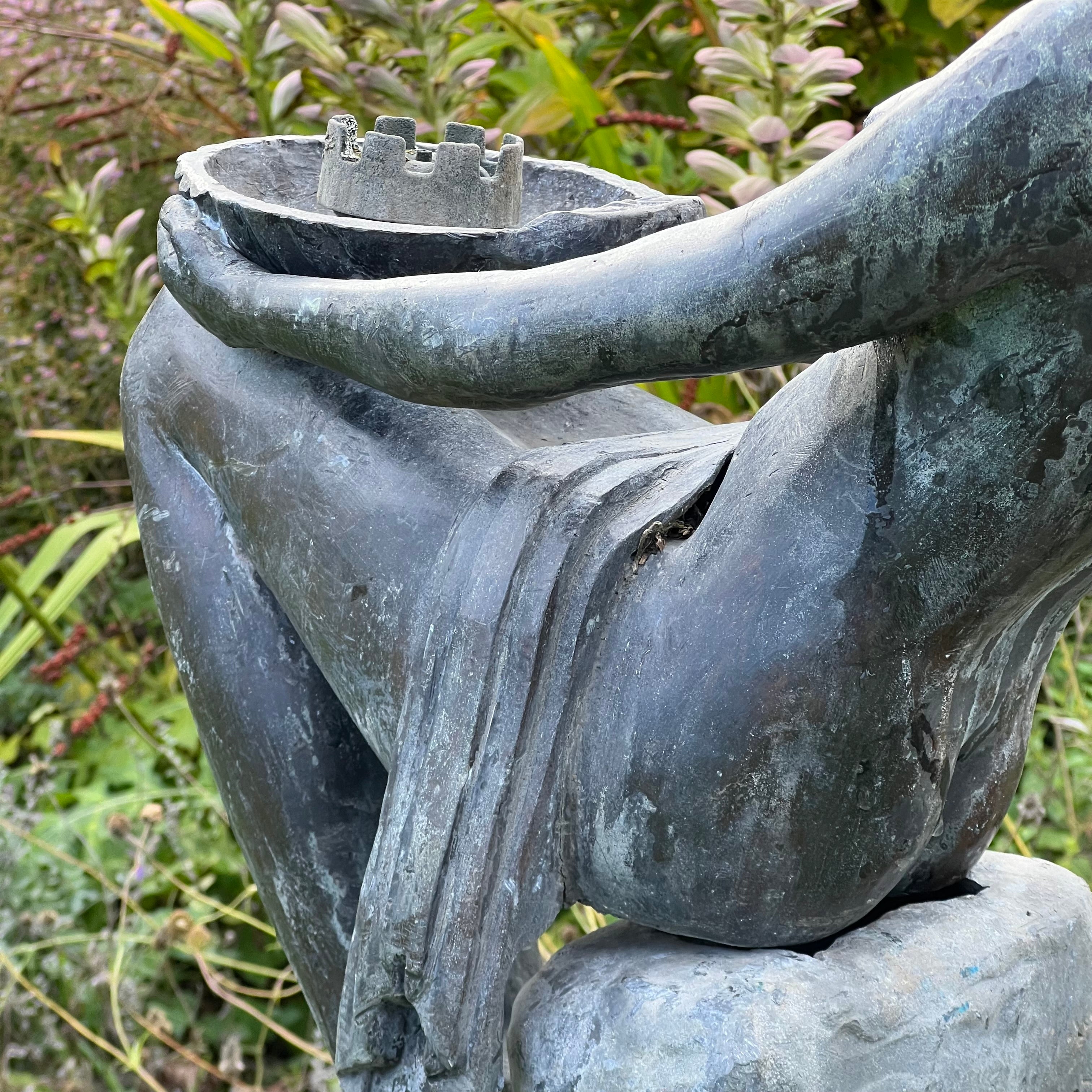 Art Deco Seated Female Figure Lead Fountain - Image 15