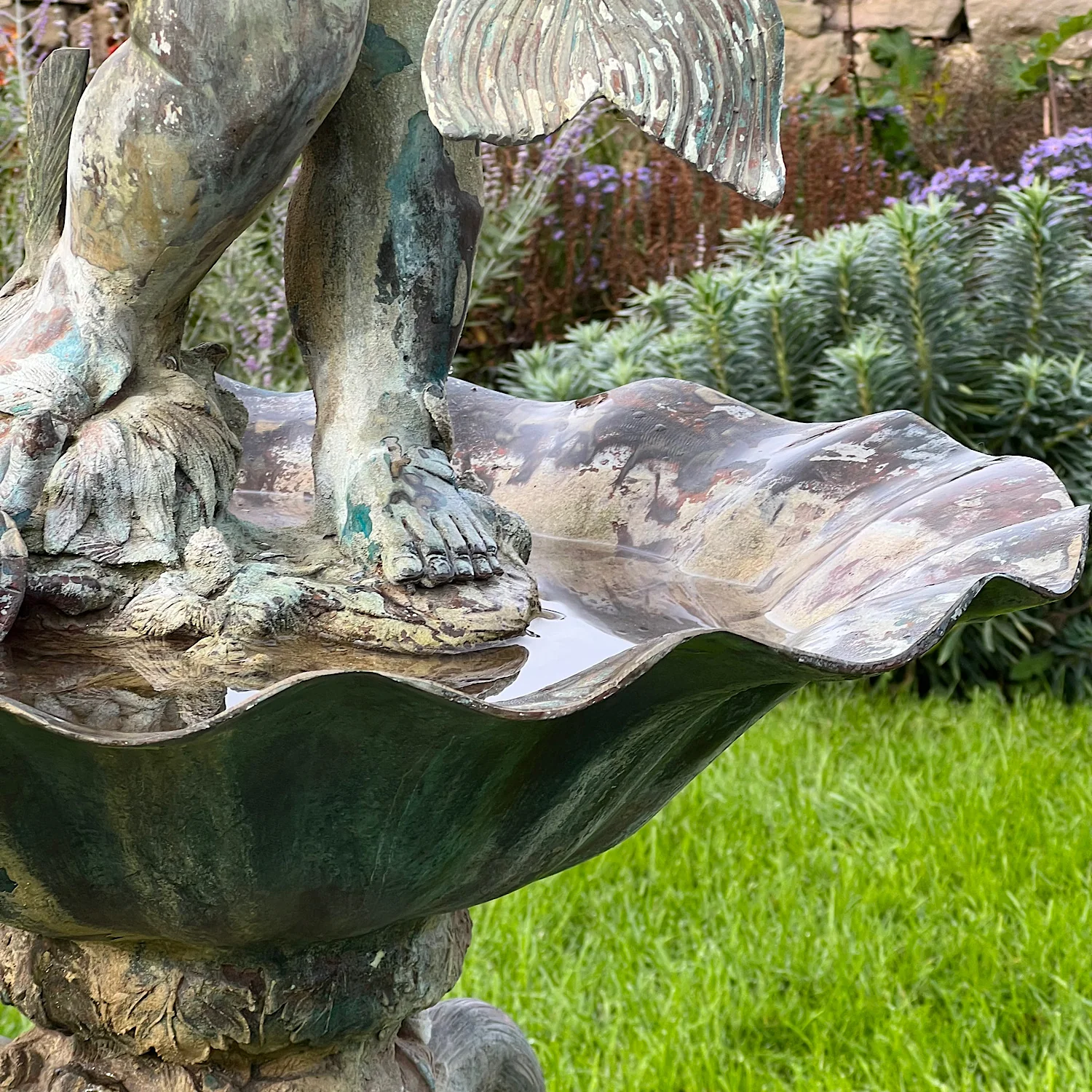 French Bronze Boy Holding Carp Fountain - Image 17