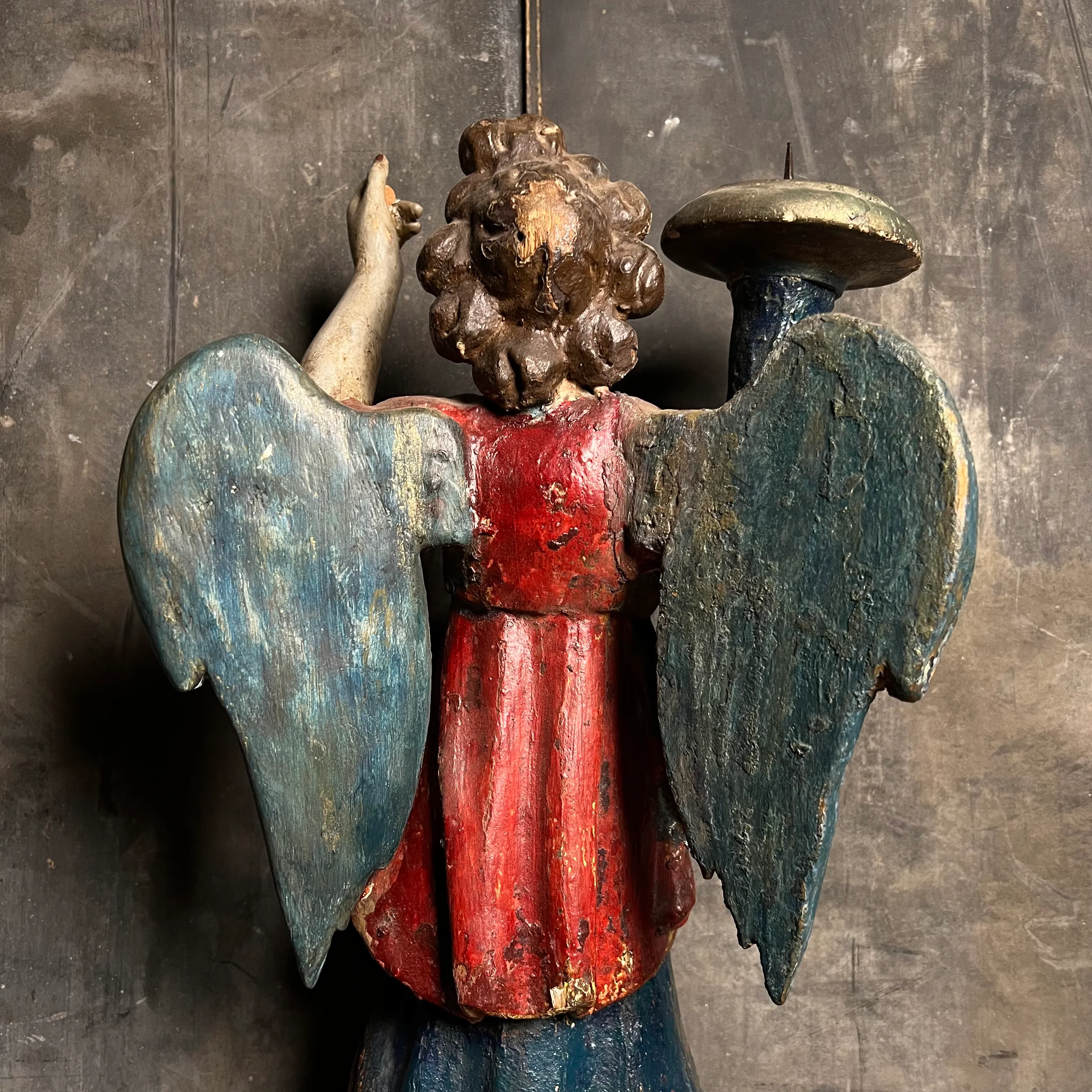 Carved Angel With Cornucopia Pricket Candlestick c.1680 and Later - Image 9