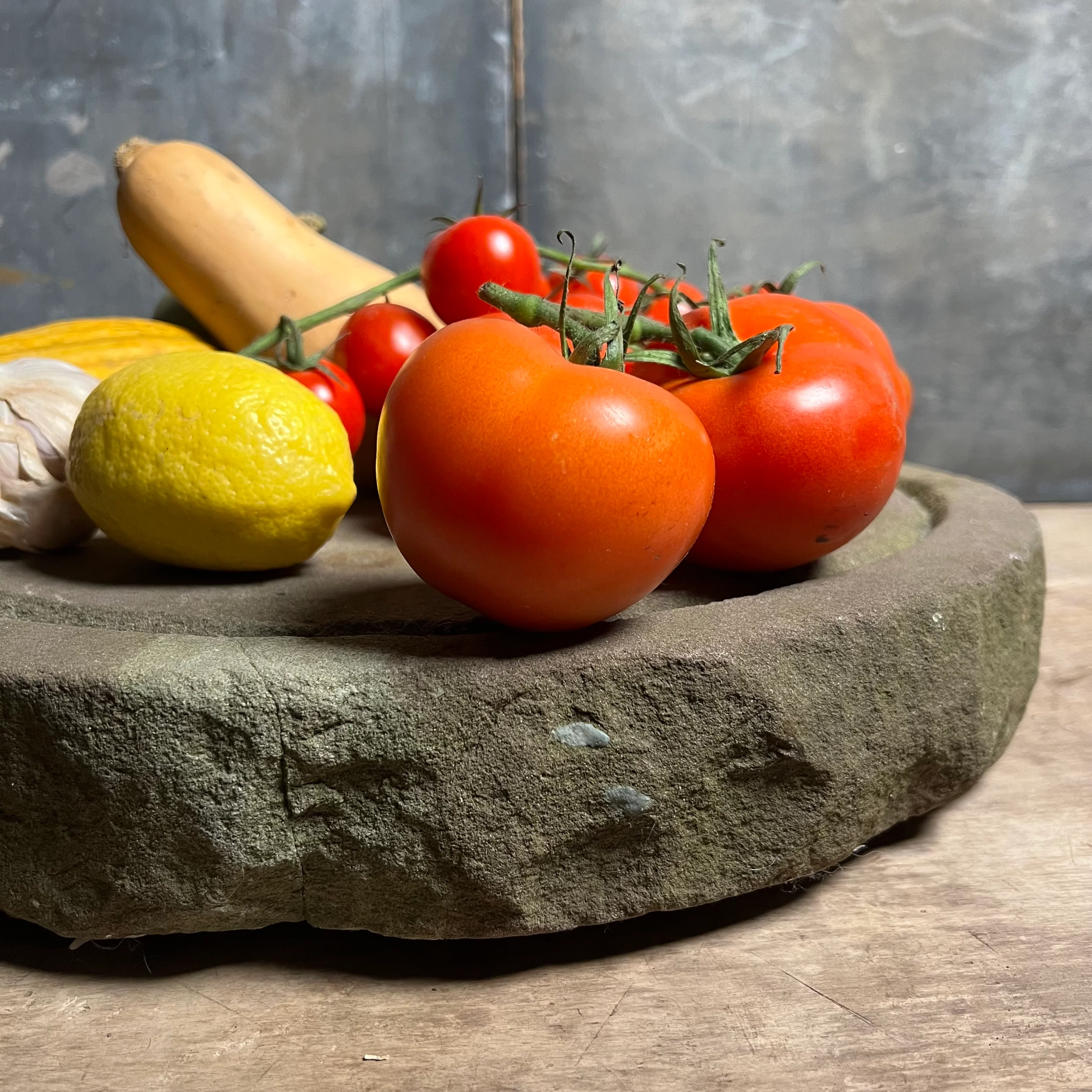 Primitive Carved Stone Cheese Press as Platter c.1880 or earlier - Image 7