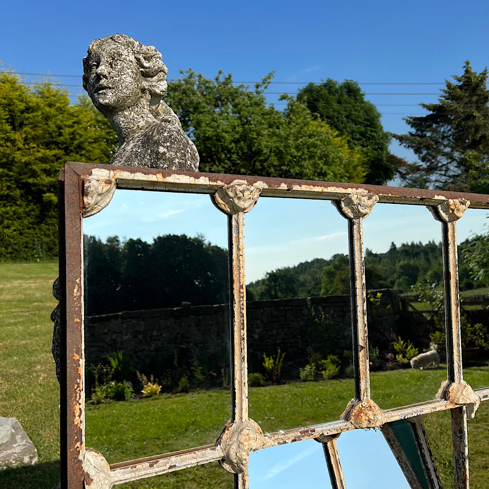 Cast Iron English Reclaimed Window Mirror c.1850 - Image 4