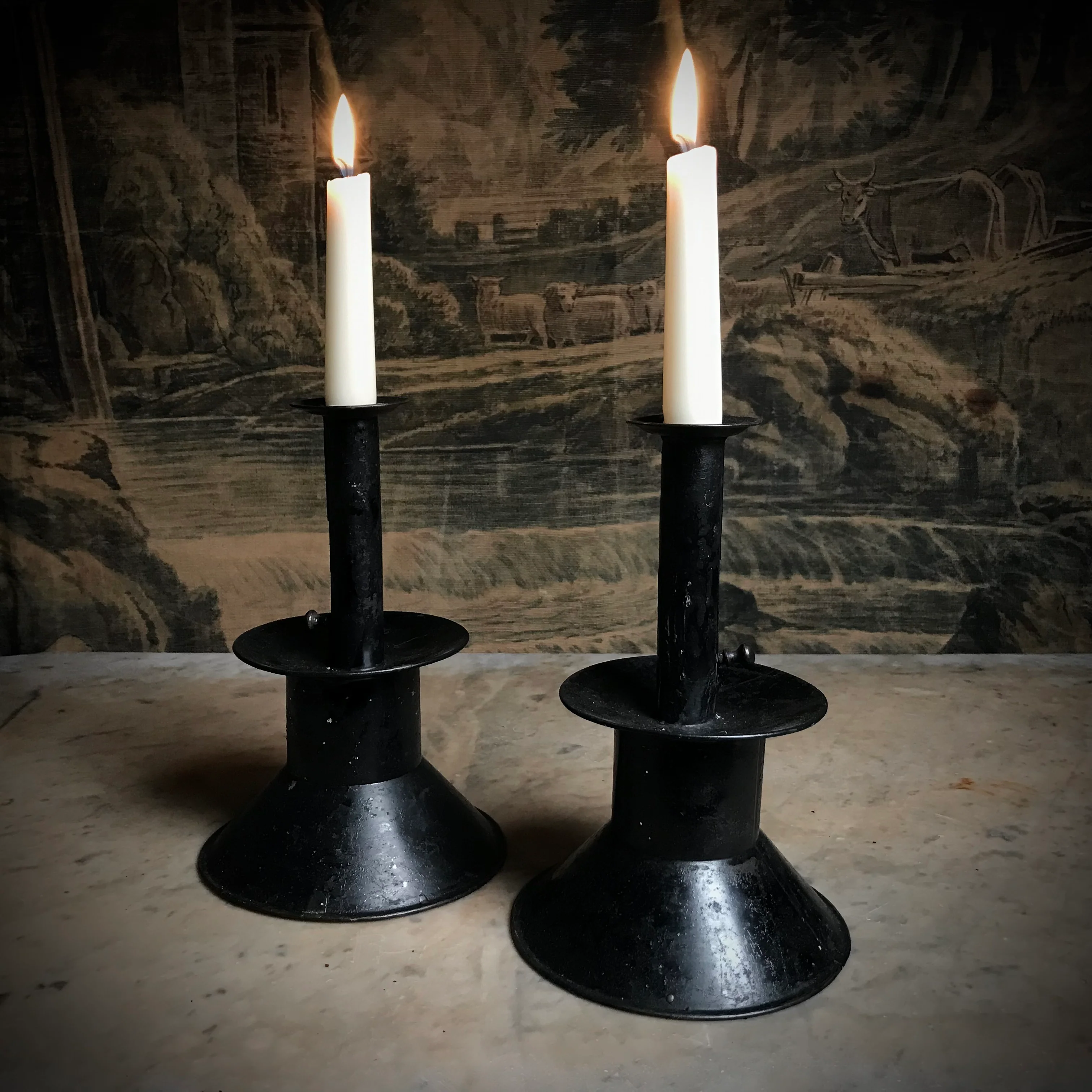 Rare Pair of Toleware Candlesticks c.1820 - Image 2