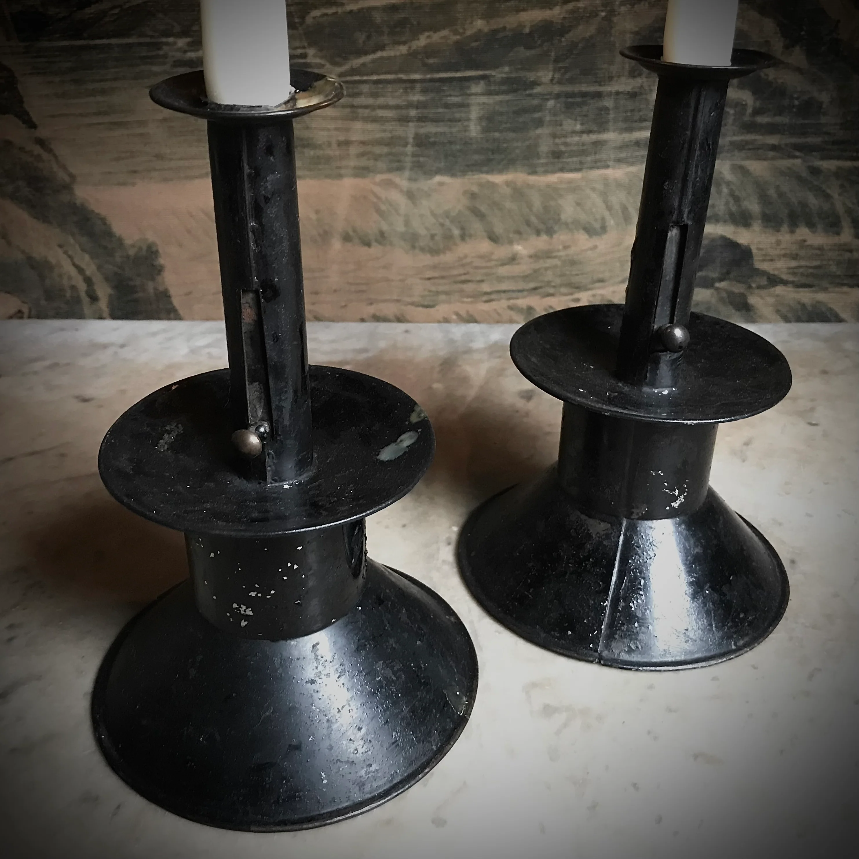 Rare Pair of Toleware Candlesticks c.1820 - Image 5