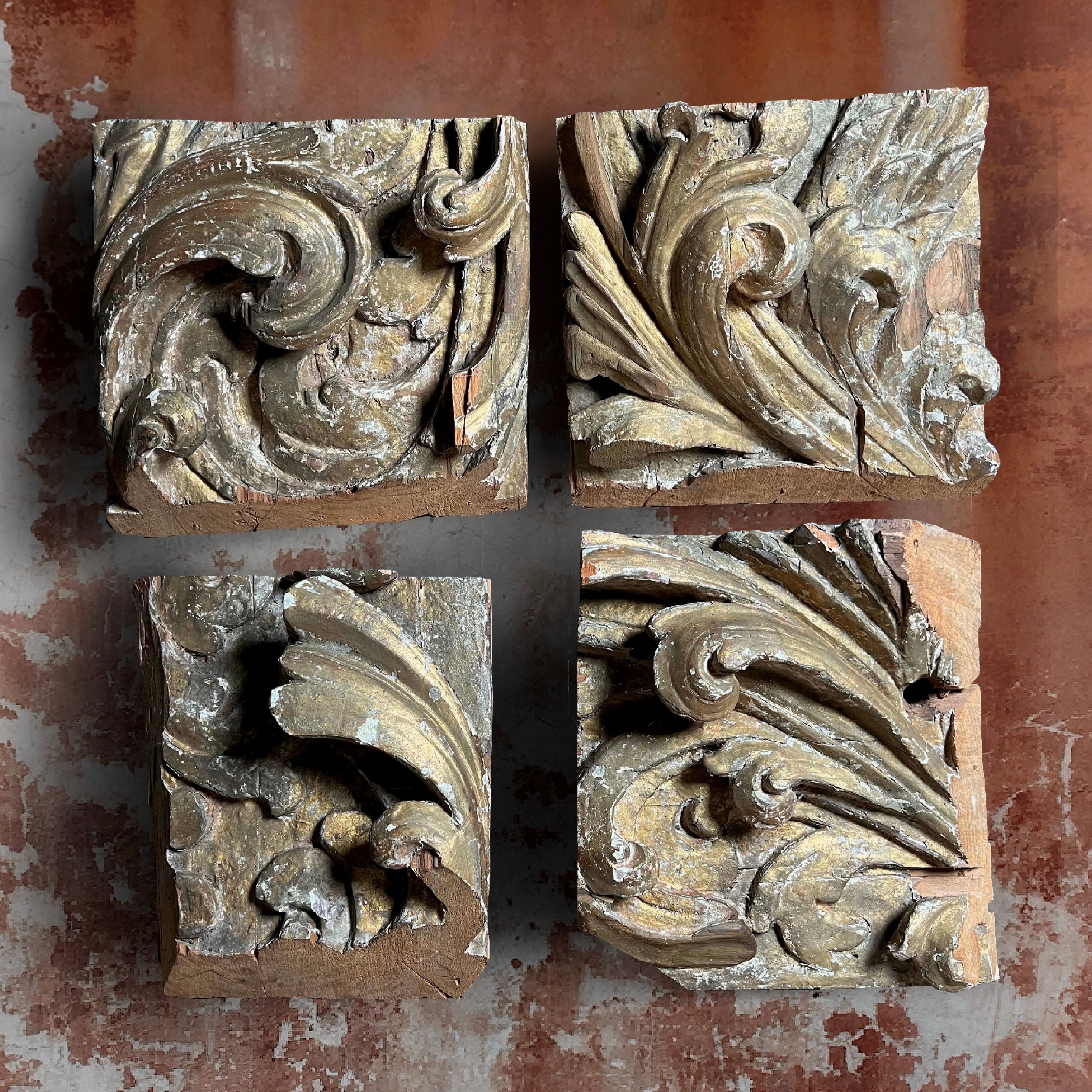 Collection of Carved Baroque Scroll Fragments c.1680 - Image 2