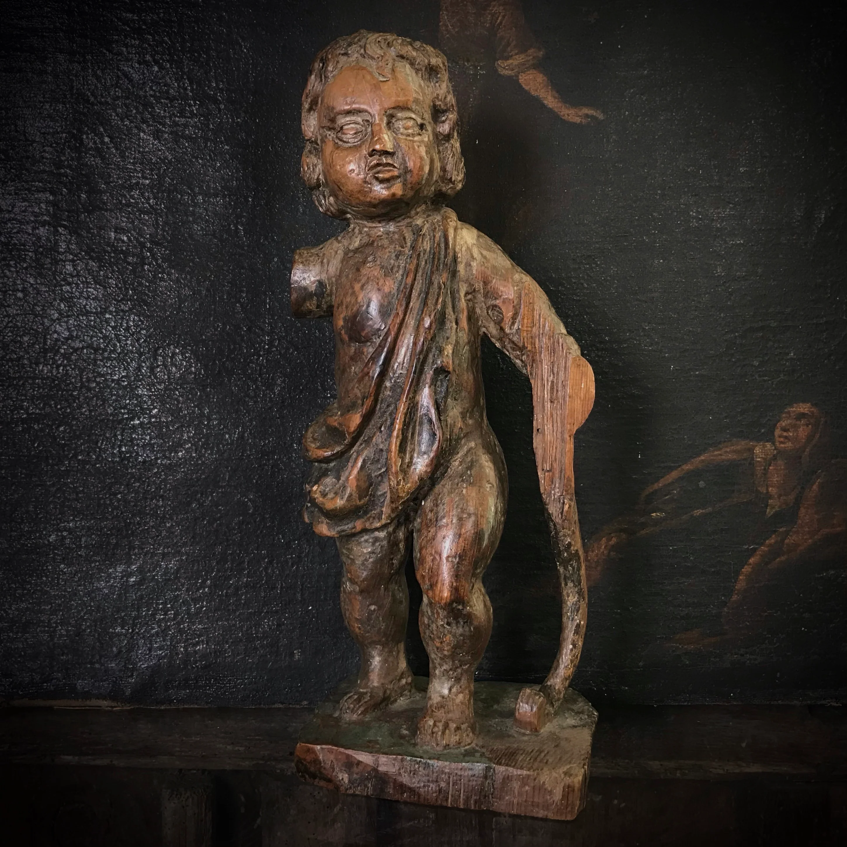 Early Carved Wooden Figure of Saint John the Baptist 13th Century