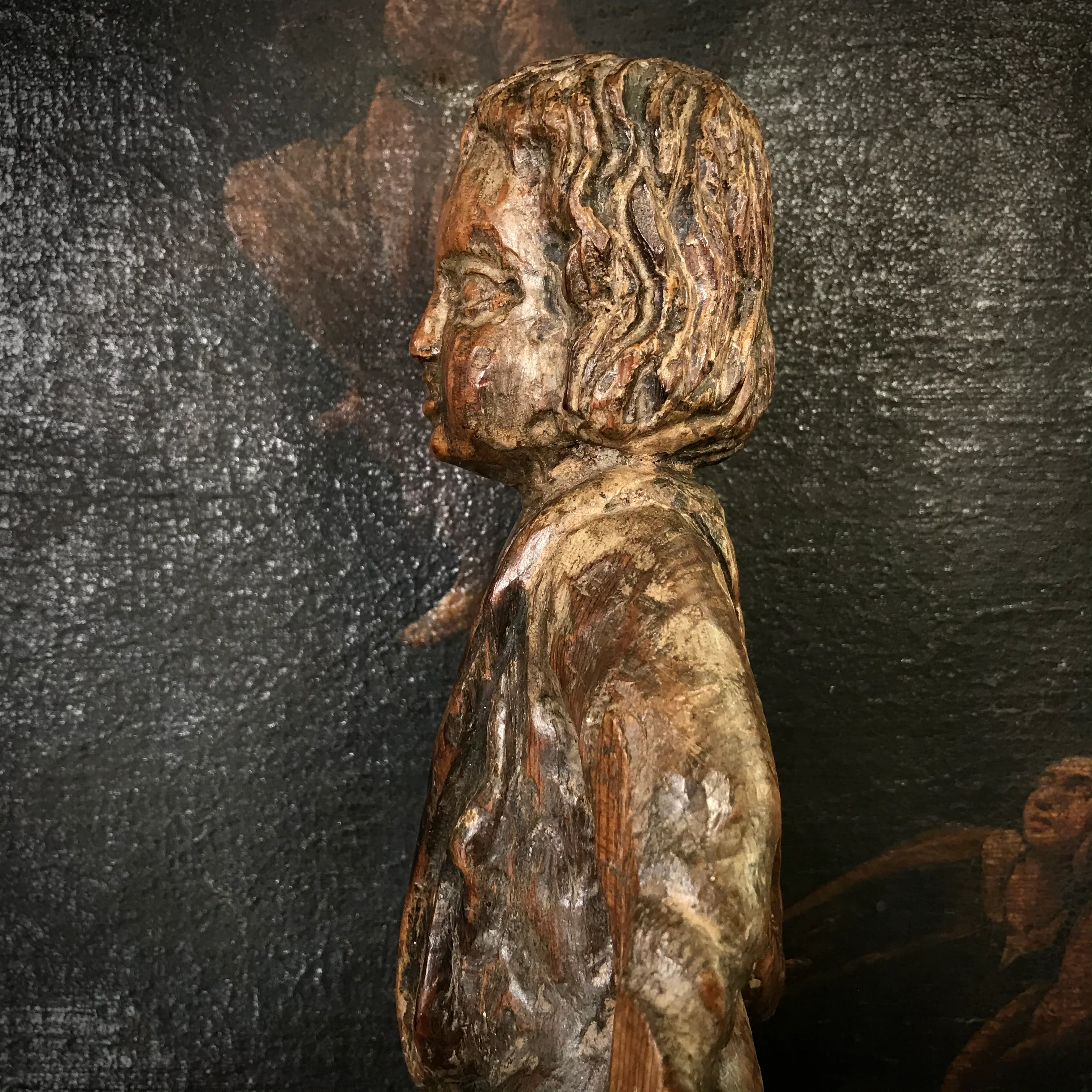 Early Carved Wooden Figure of Saint John the Baptist 13th Century - Image 4