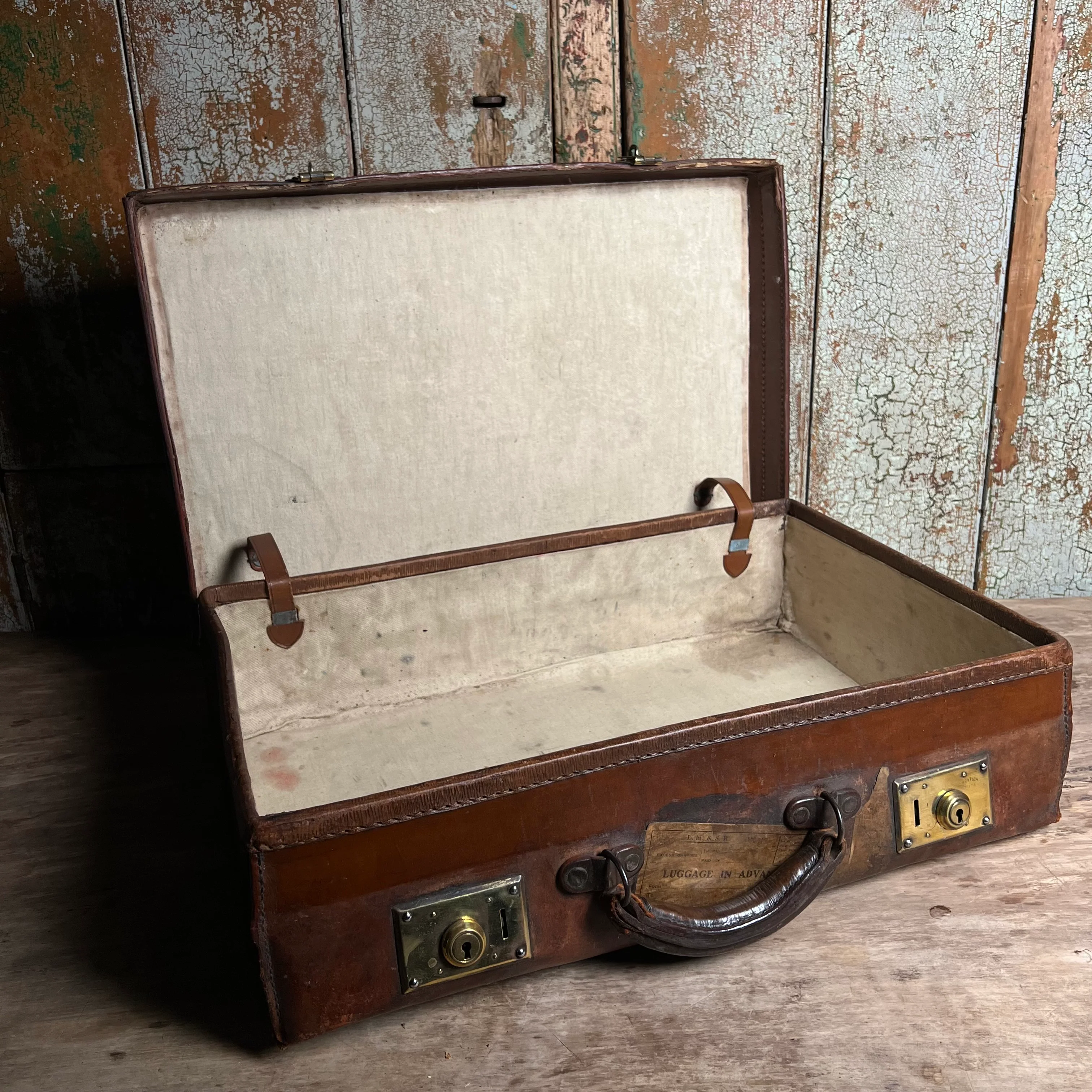 Edwardian Leather Suitcase or Travelling Case c.1910 - Image 7
