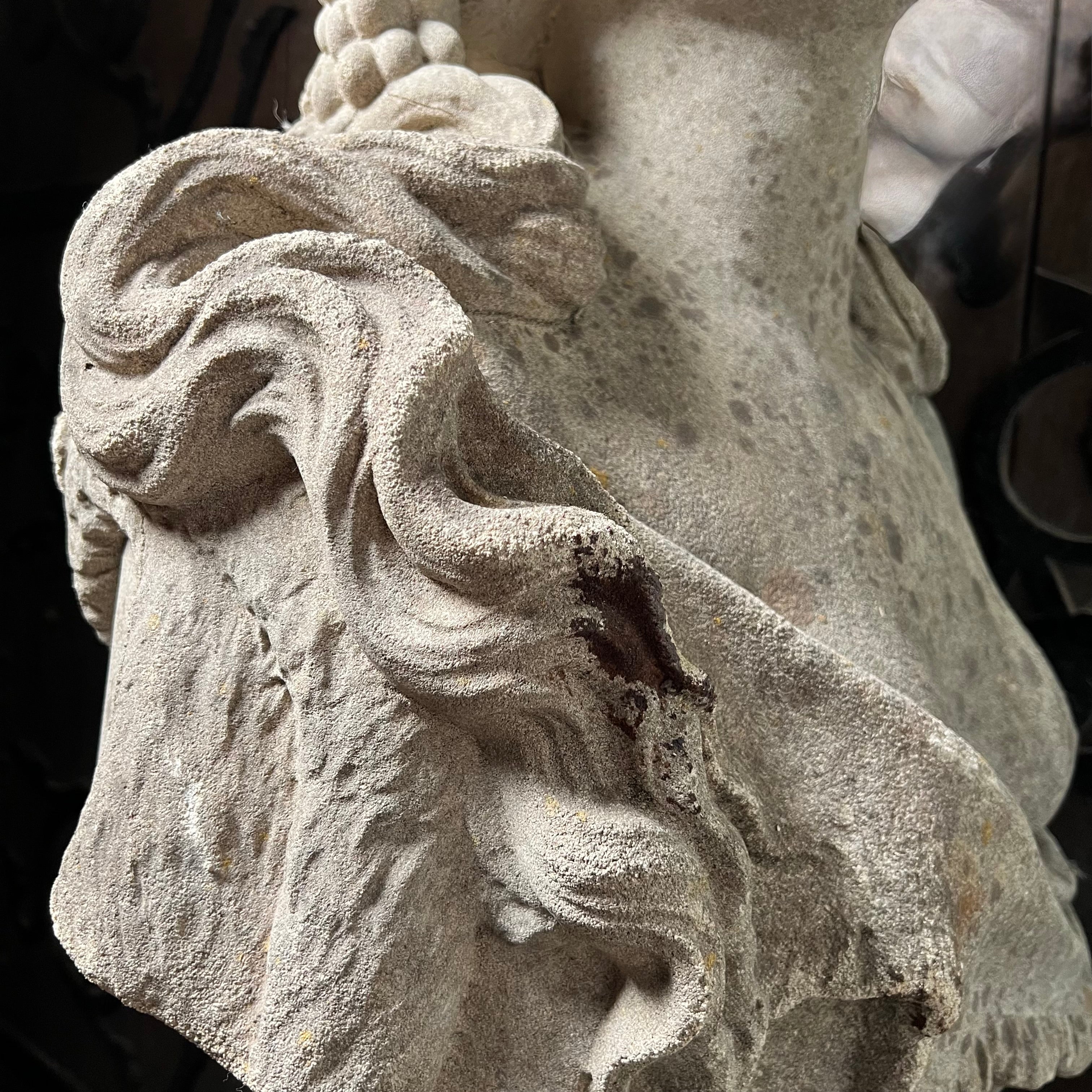 English Composite Stone Bust of a Bacchante Nymph with Fluted Pedestal, Late 20th Century - Image 22