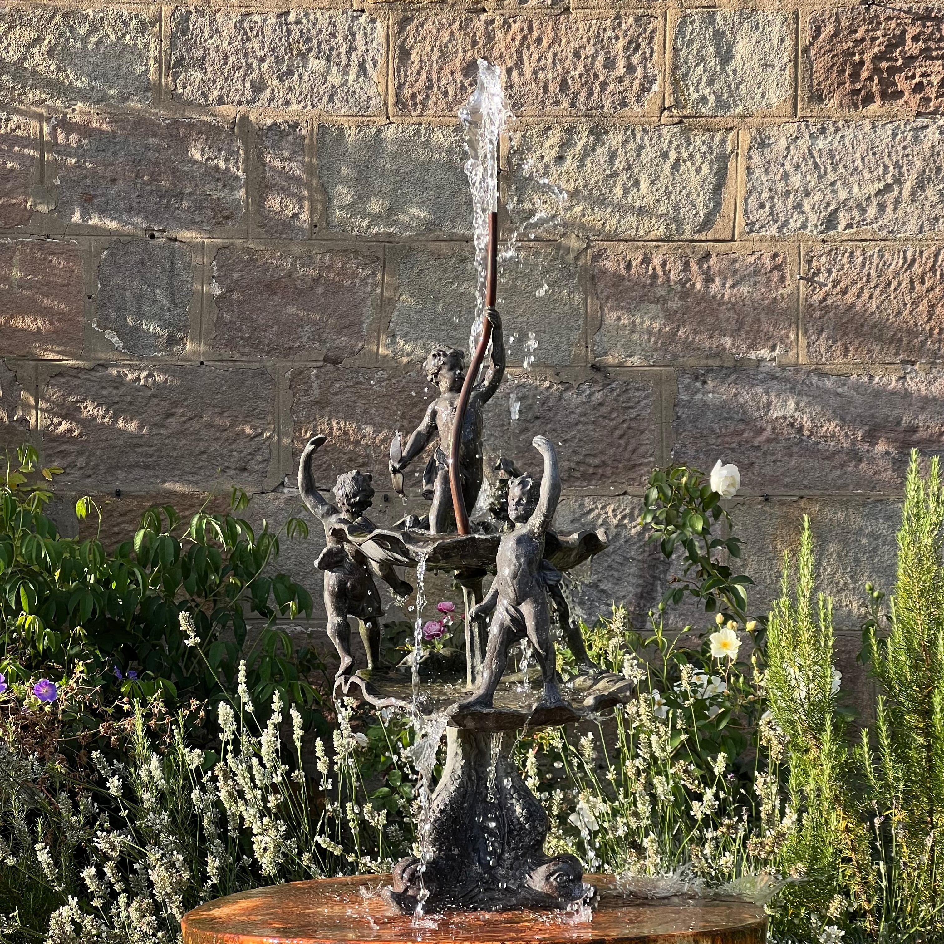 English Lead Garden Fountain with Cherub Figures, c.1920 - Image 13