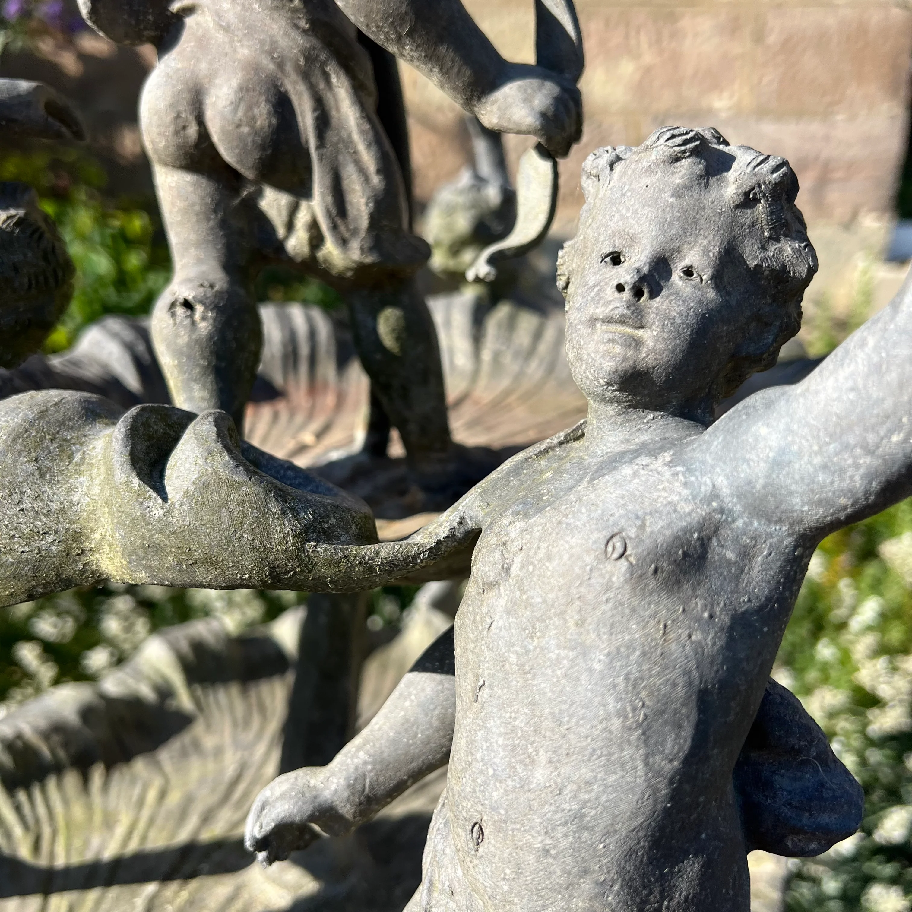 English Lead Garden Fountain with Cherub Figures, c.1920 - Image 32