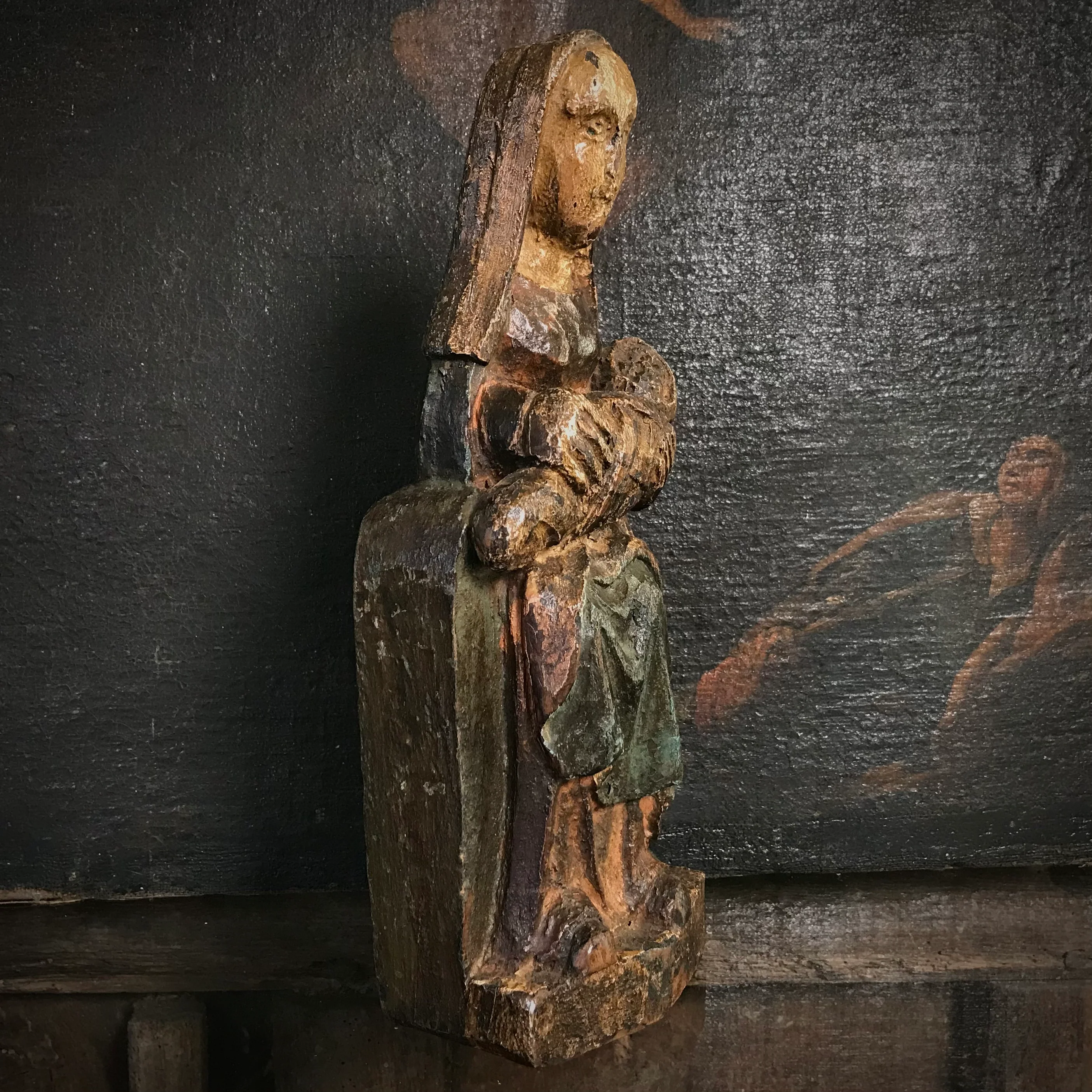 Romanesque Enthroned Virgin and Child c.1300 - Image 2