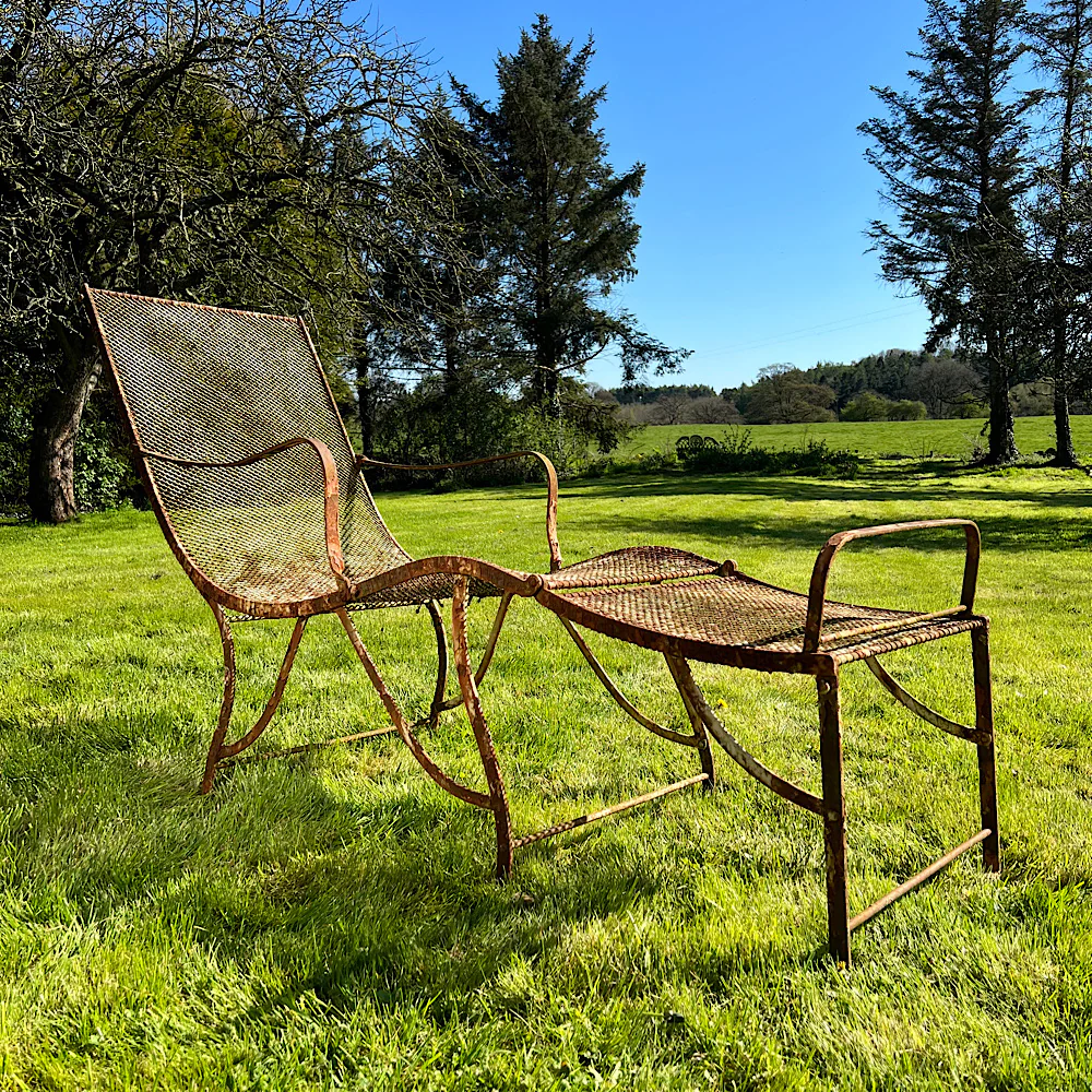 French Iron Mesh Garden Recliner c.1860