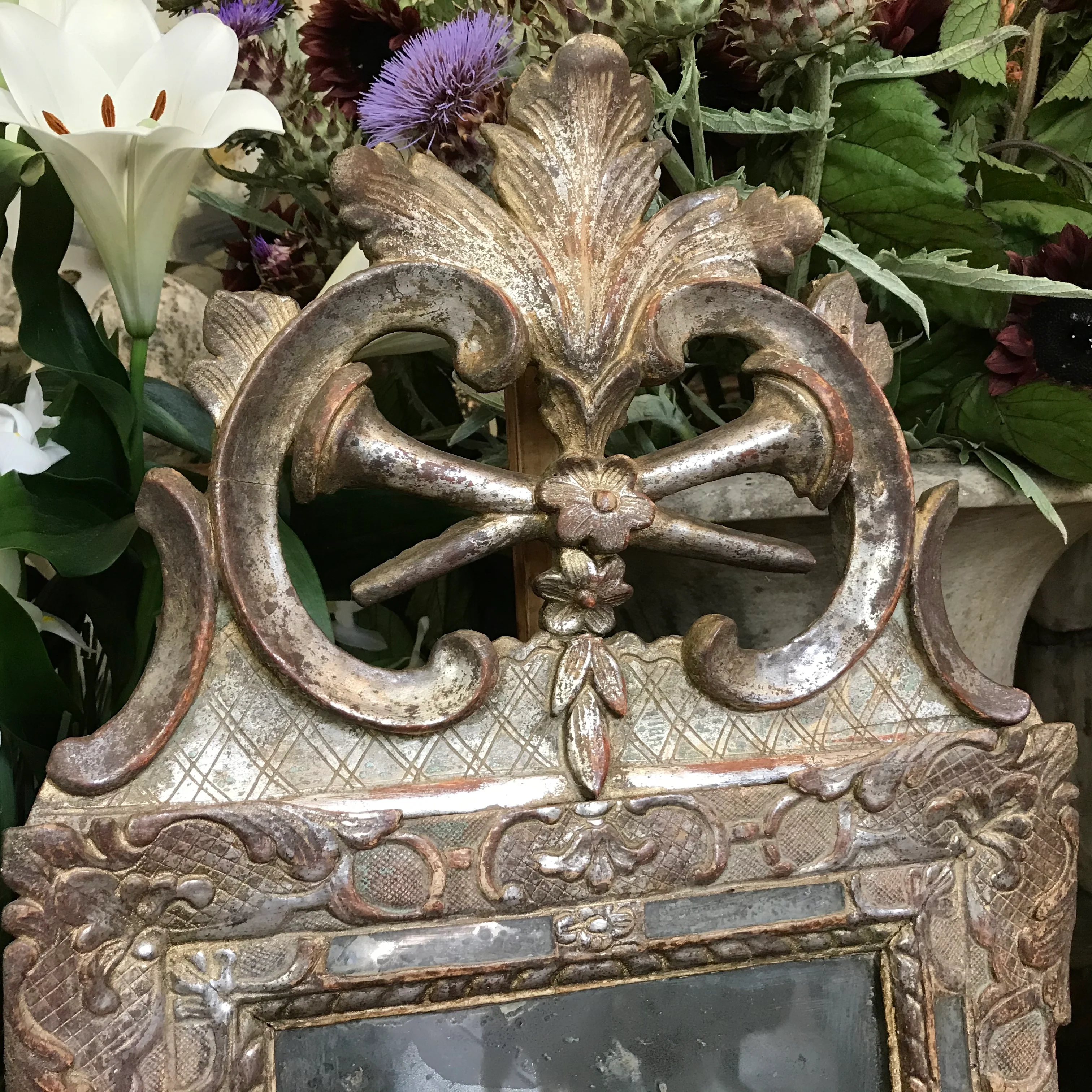 French Neoclassical Louis XVI Silver Gilt Mirror c.1775 - Image 6