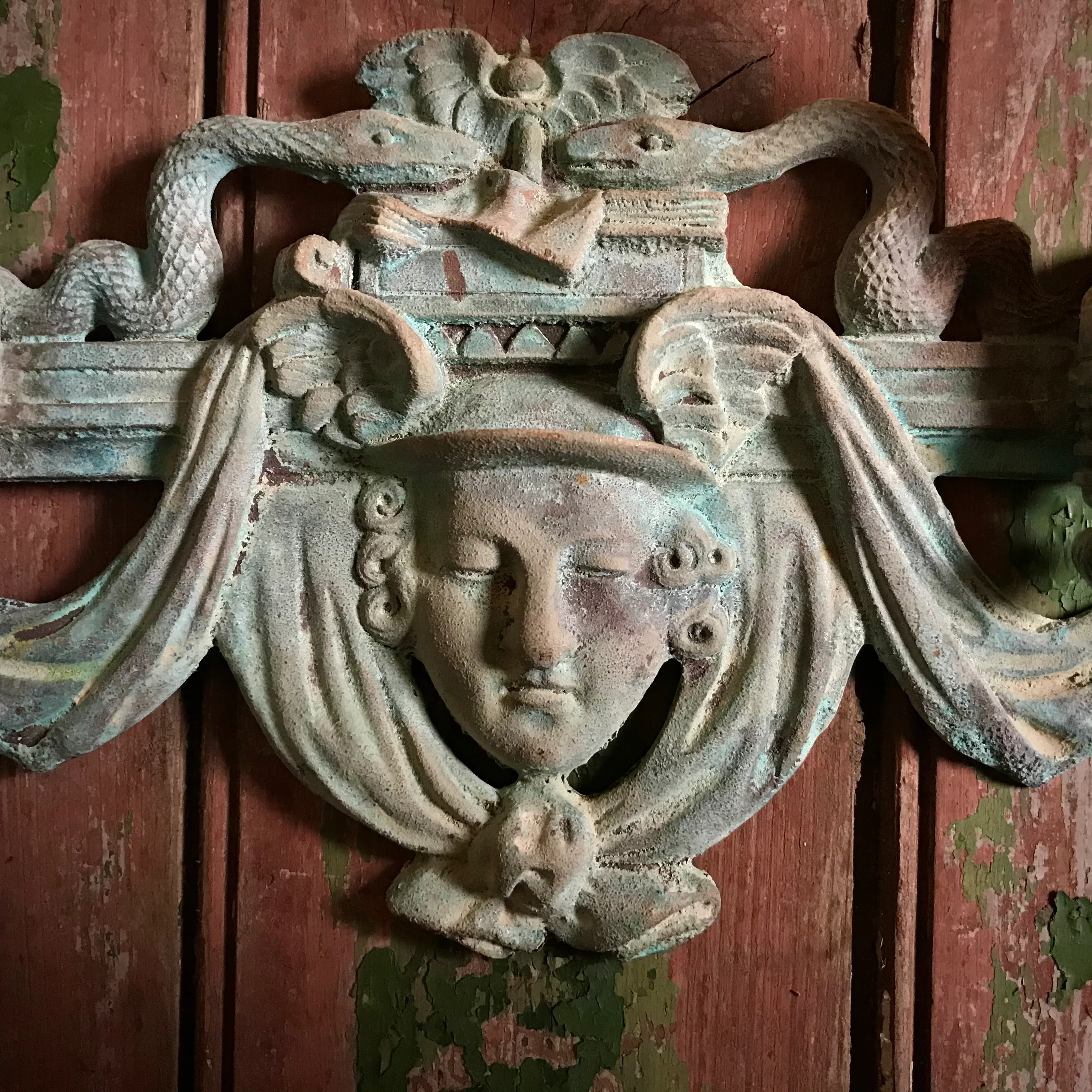 French Verdigris Bronze Mercury Wall Sconces - Image 6