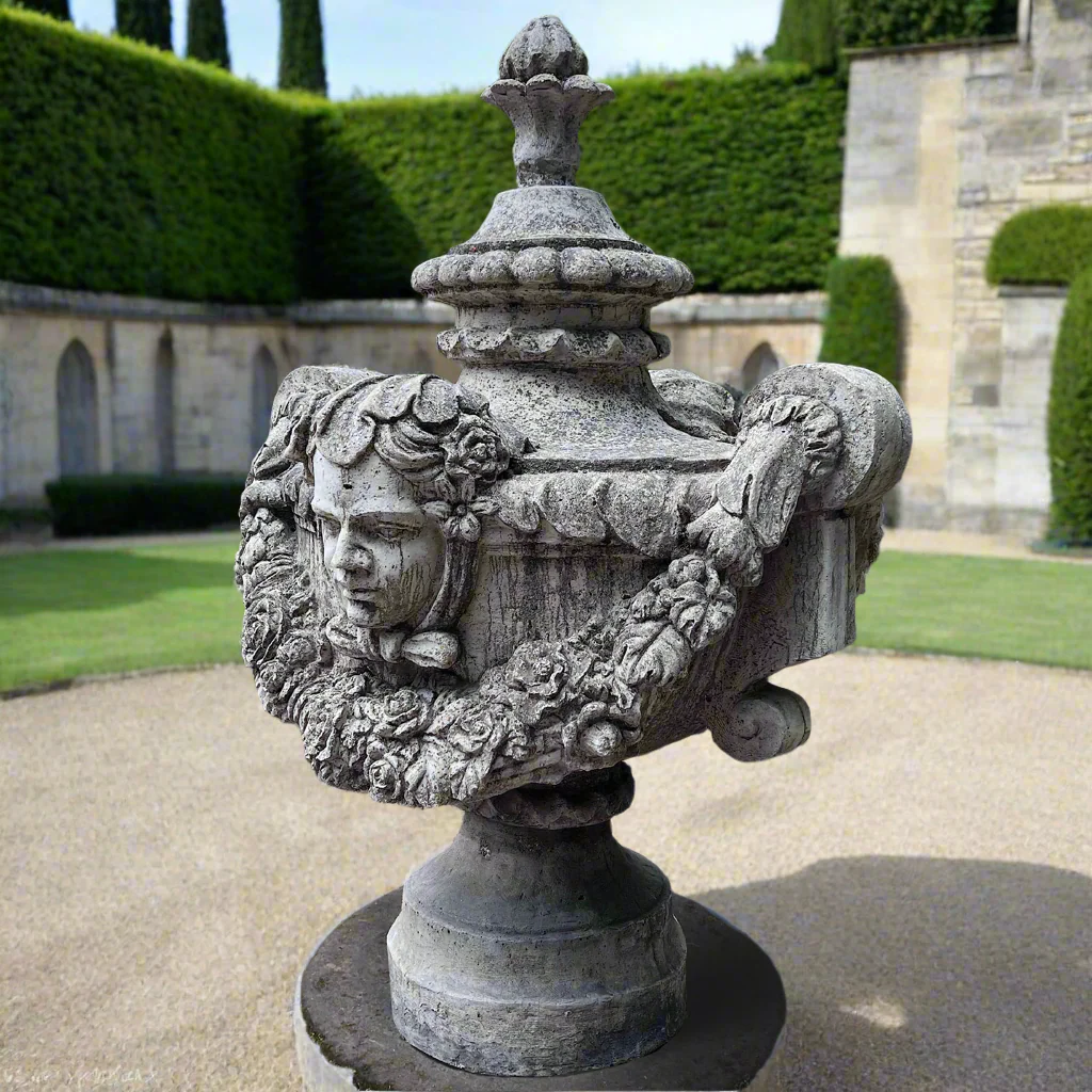 Giant Centrepiece Urn with Gothic Heads - Image 2