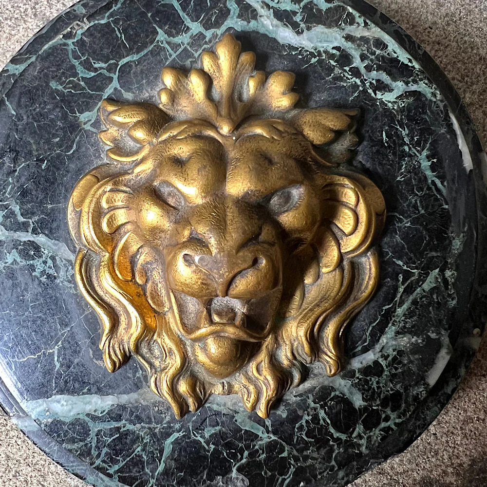 Gilt Bronze Lion & Verde Antico Marble Paperweight c.1820 - Image 2