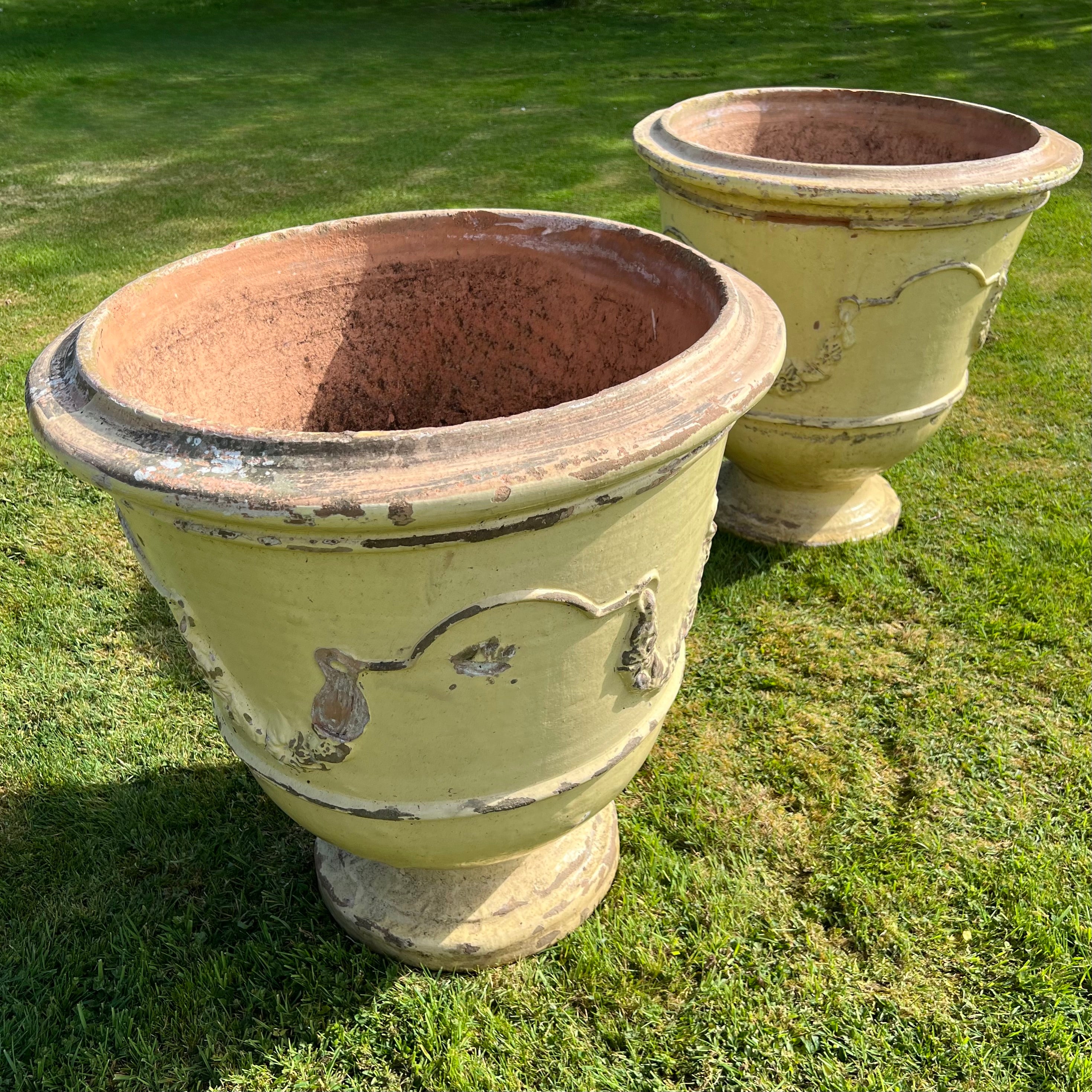 Huge Pair of Cream Glazed Terracotta “Jarre d’Anduze” Urns - Image 13