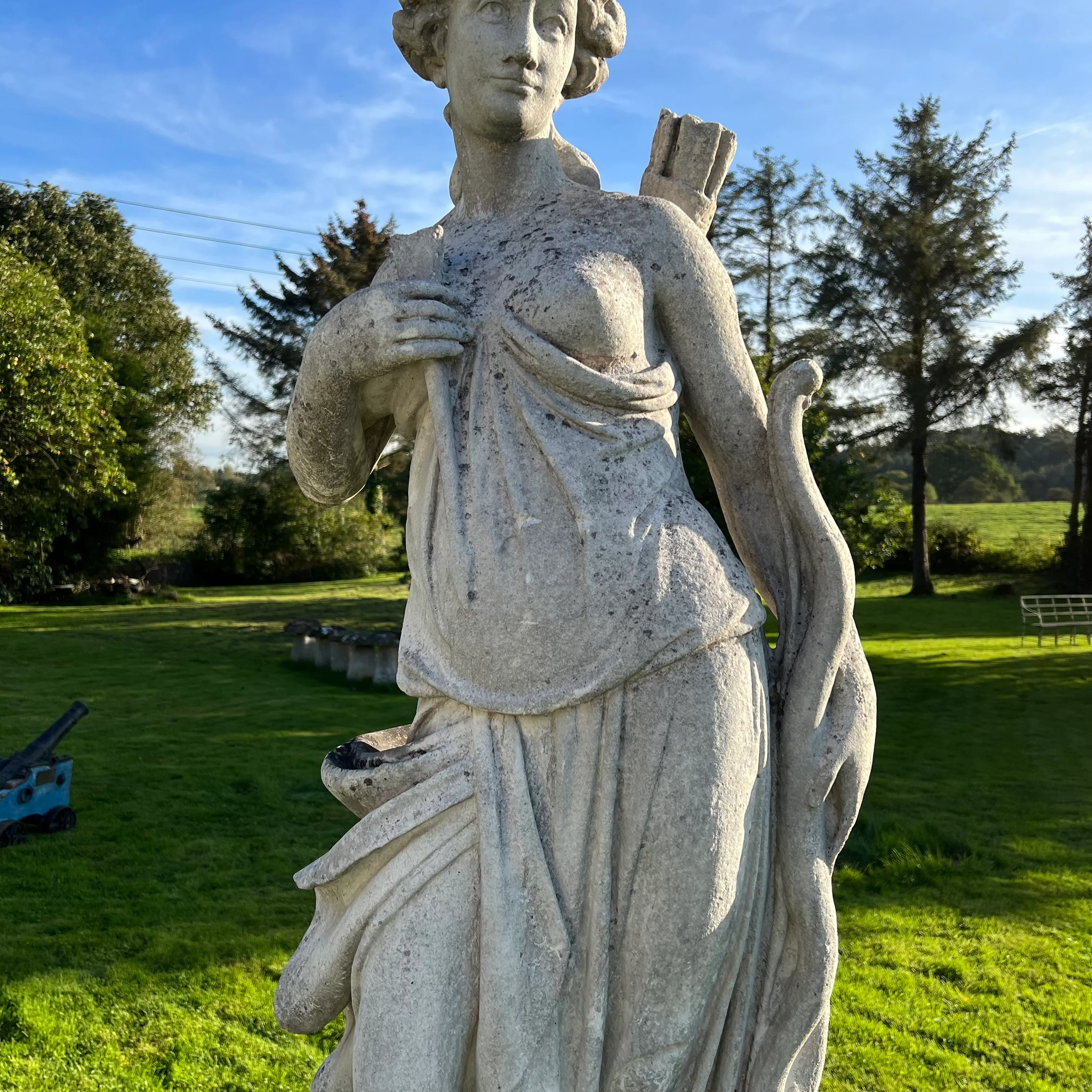 Huntress or Diana Statue with Plinth - Image 16