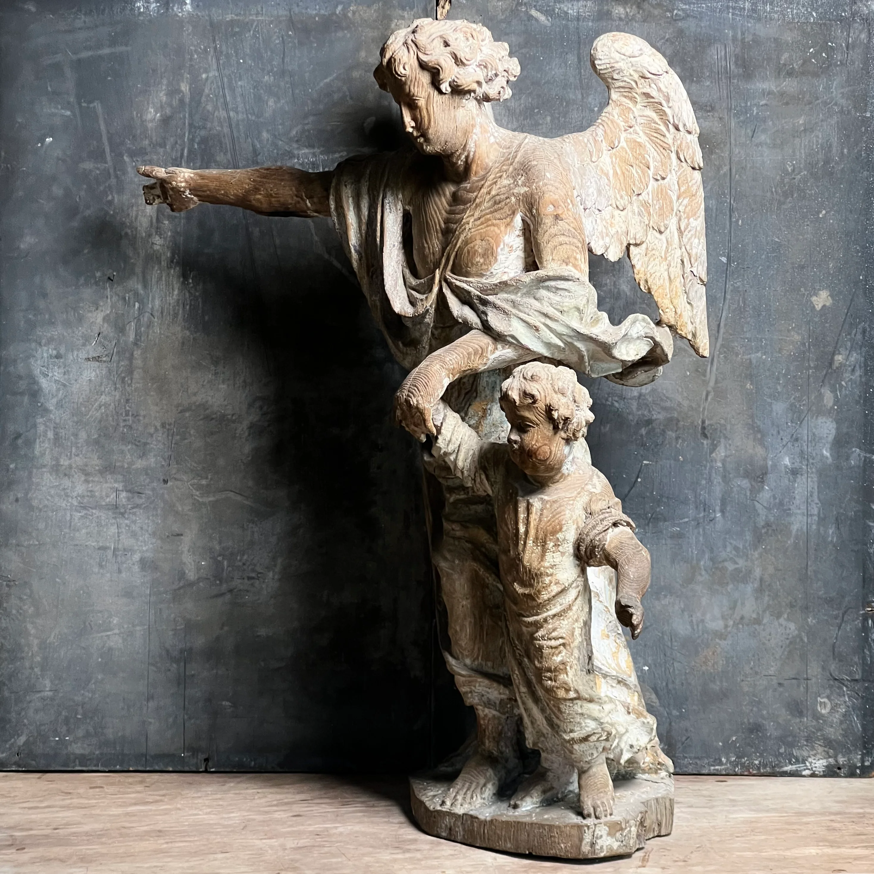 Italian Carved Oak Guardian Angel c.1650 - Image 3