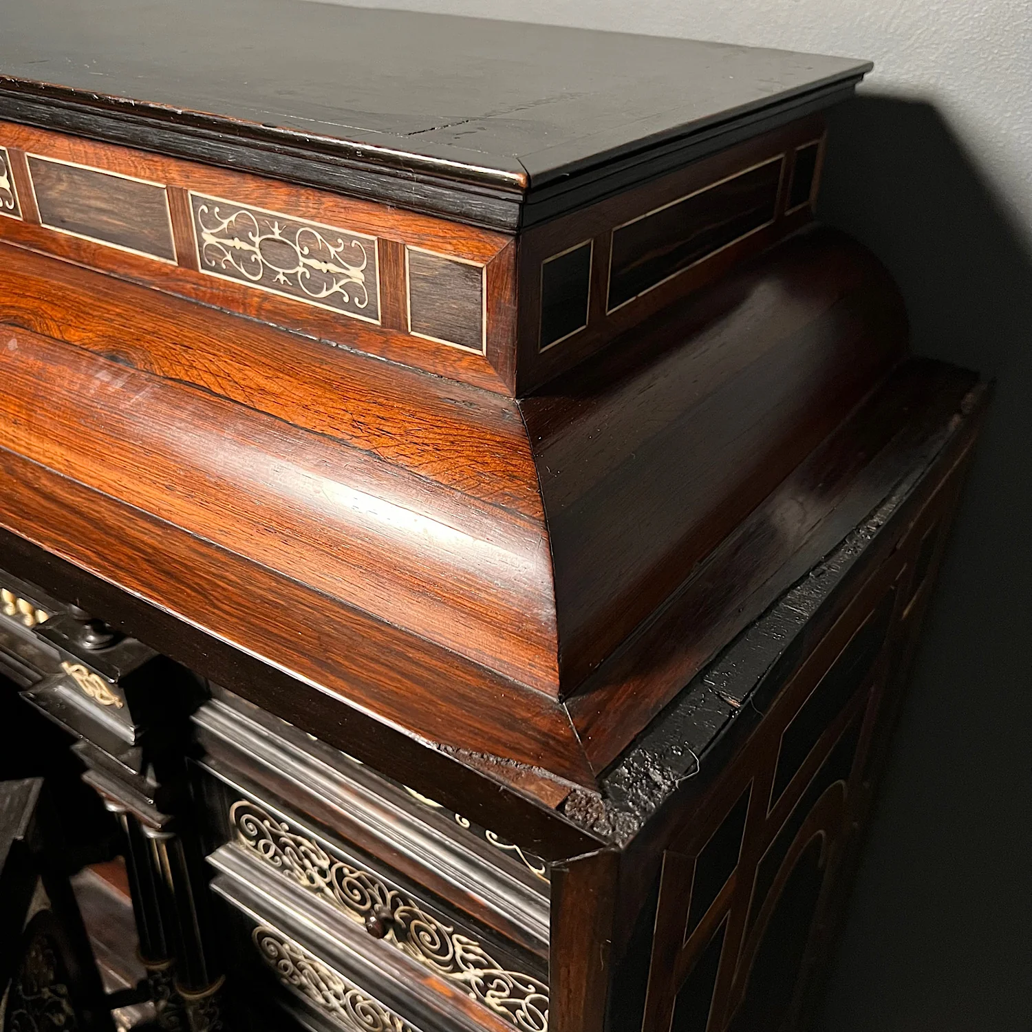 Italian Ebonised and Ivory Inlaid Cabinet on Stand c.1680 - Image 15