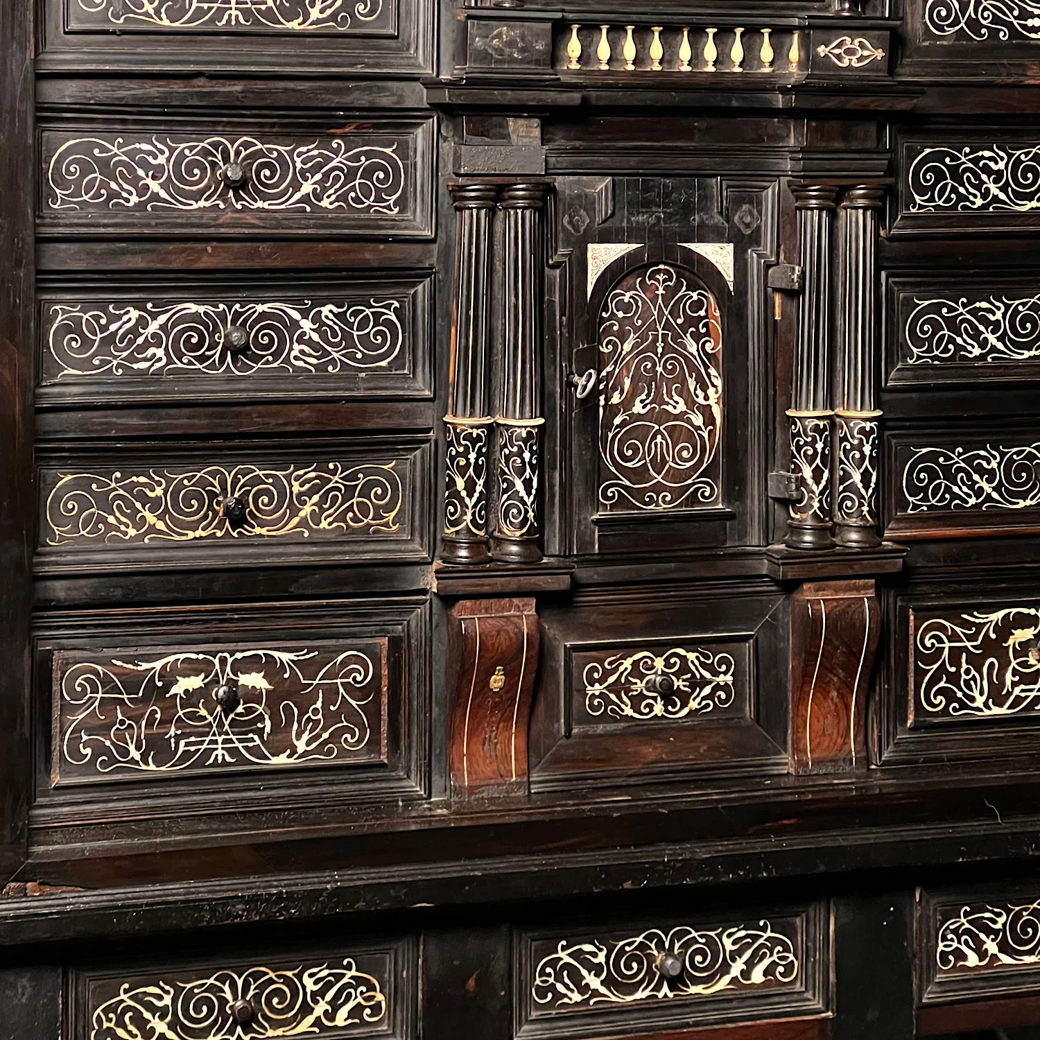 Italian Ebonised and Ivory Inlaid Cabinet on Stand c.1680 - Image 7