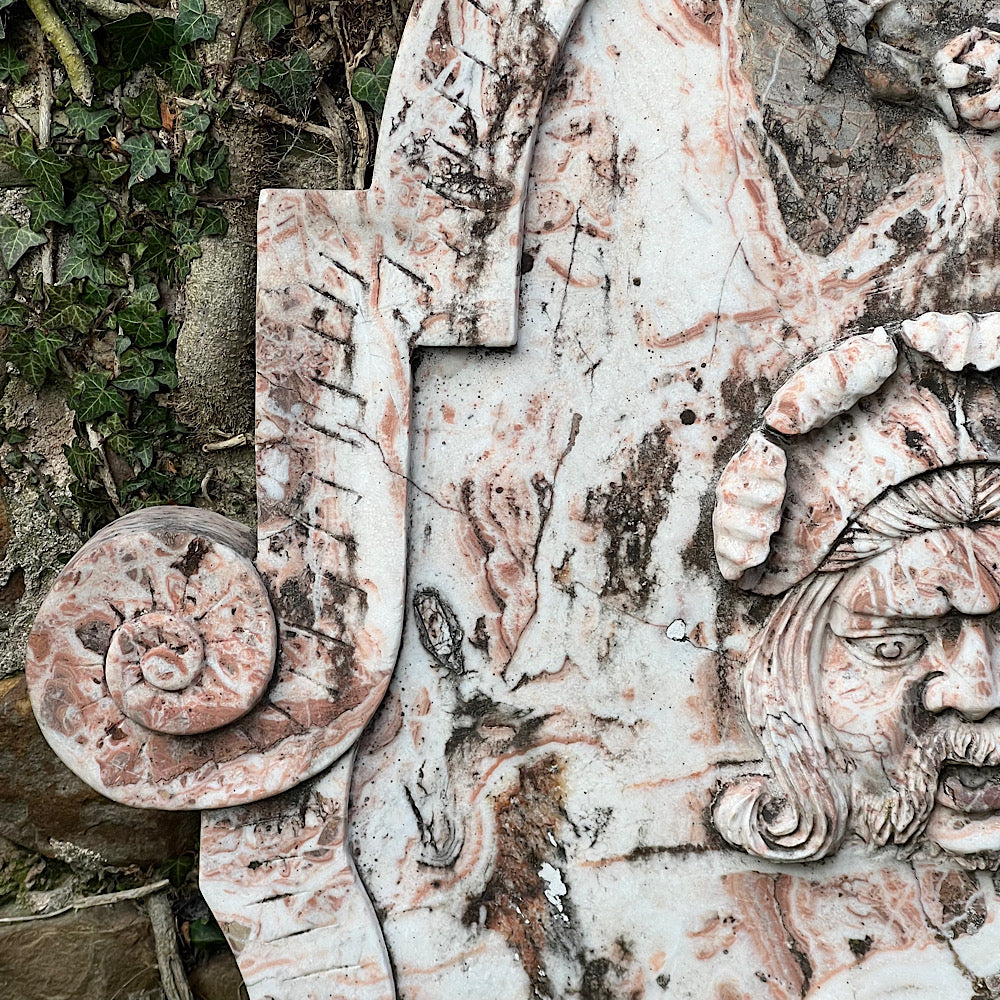 Italian Marble Wall Fountain Head Frieze Early 20th Century - Image 4