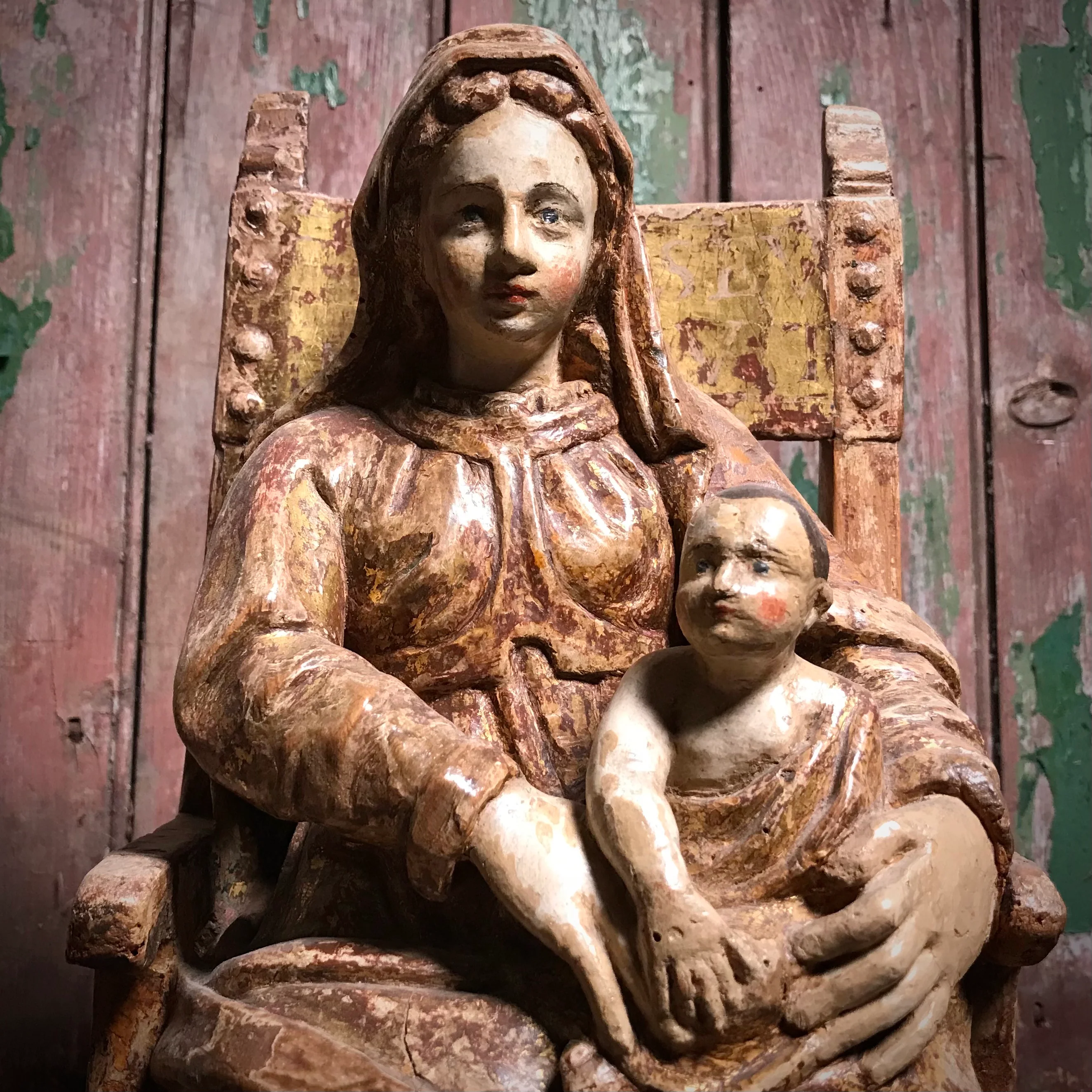 Italian Polychrome Enthroned Madonna and Child c.1680 - Image 2