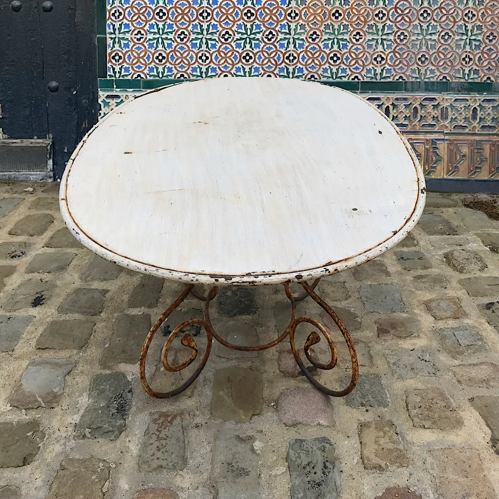Large French Wrought Iron Oval Garden Table 19th Century - Image 3