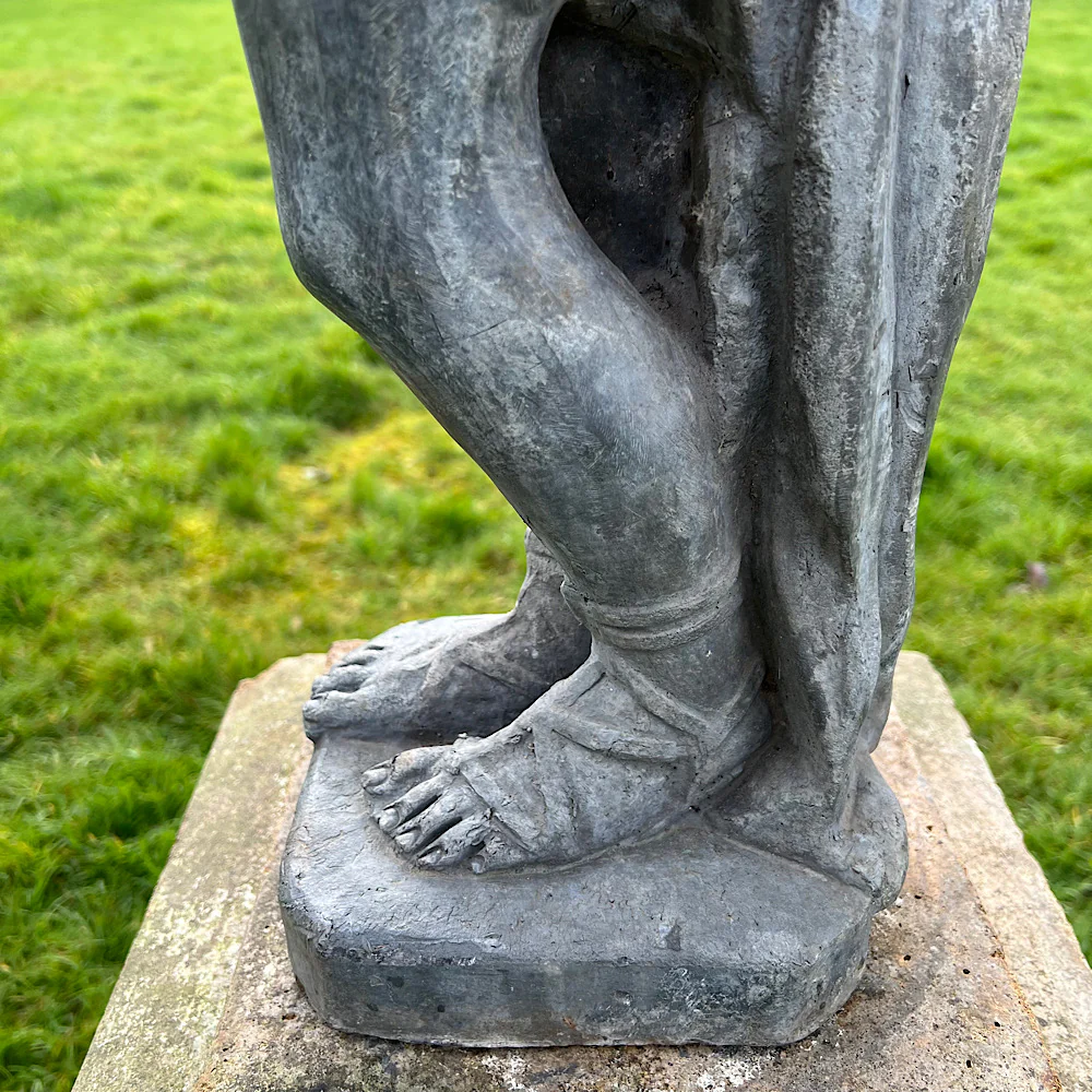 Lead Piping Boy Fountain with Terracotta Plinth c.1880 - Image 19
