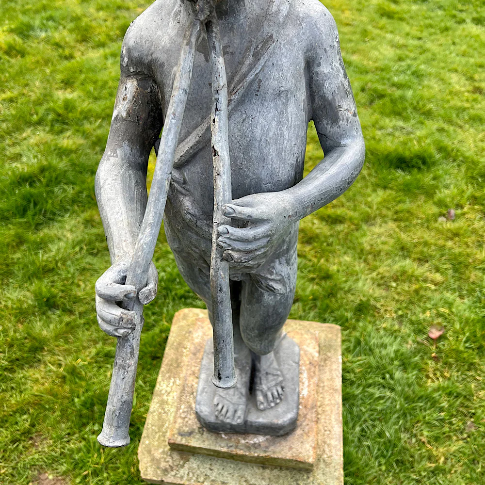 Lead Piping Boy Fountain with Terracotta Plinth c.1880 - Image 8