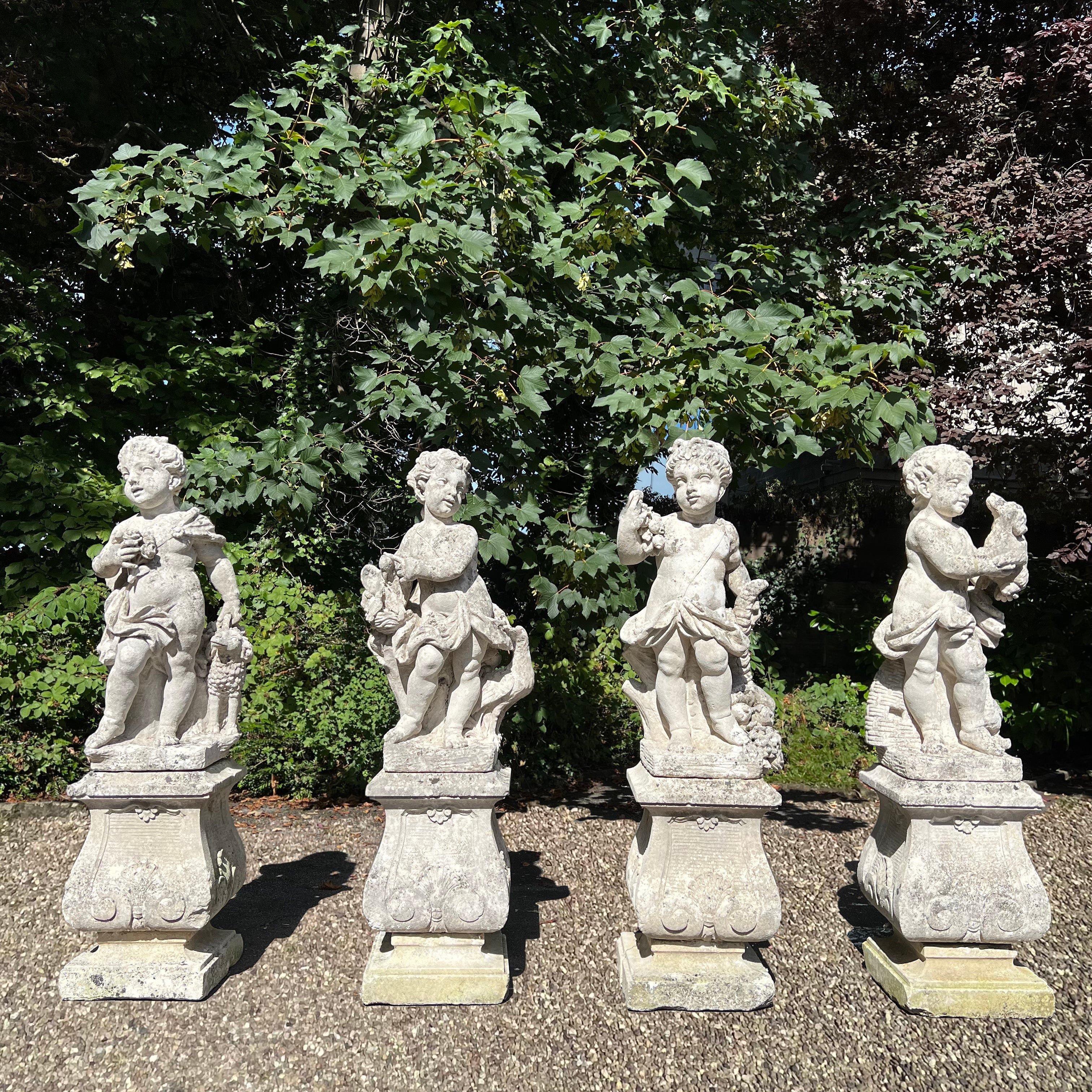 French Limestone Four Seasons Statues with Plinths c. Late 17th/Early 18th Century - Image 4