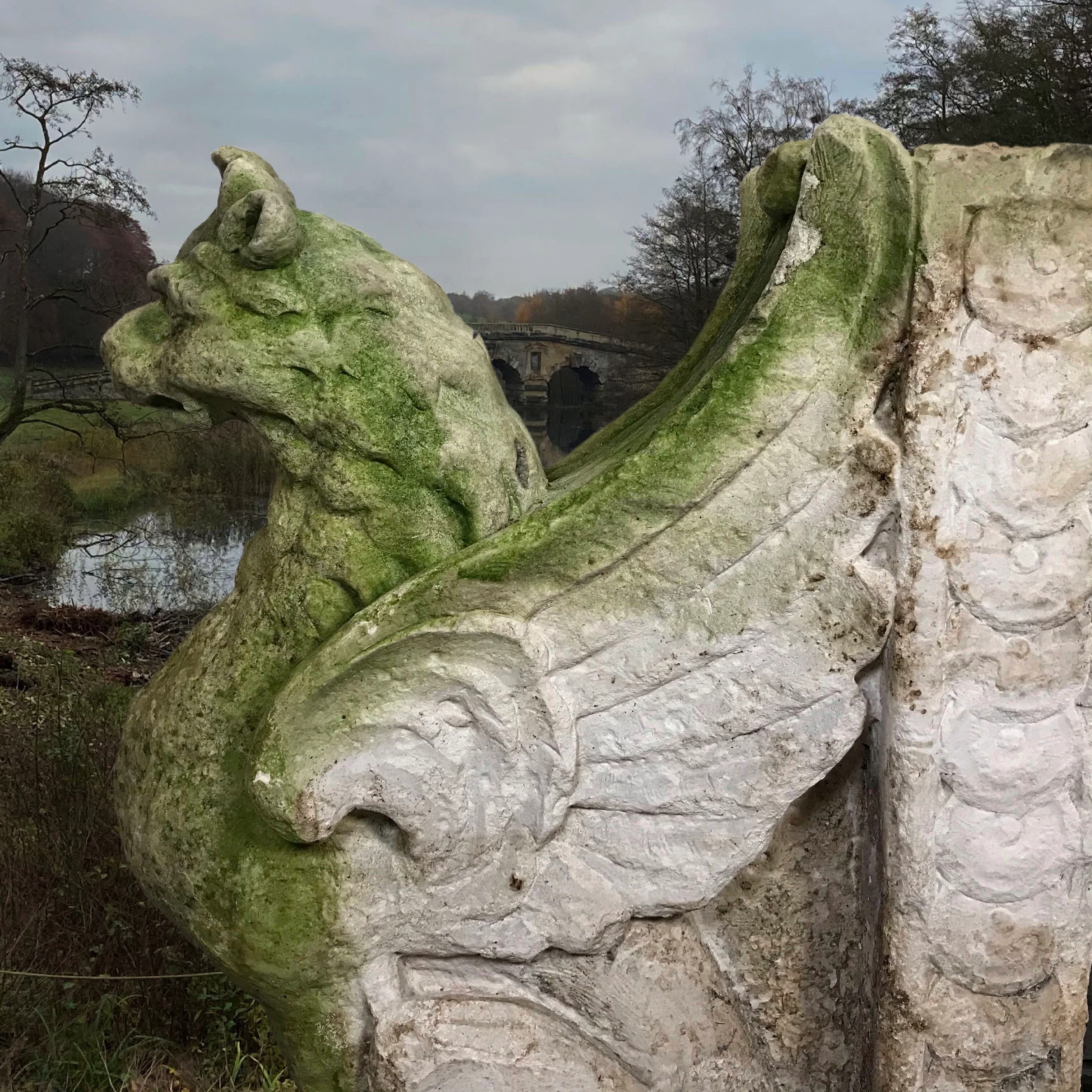 Limestone Griffons c.1900s - Image 7