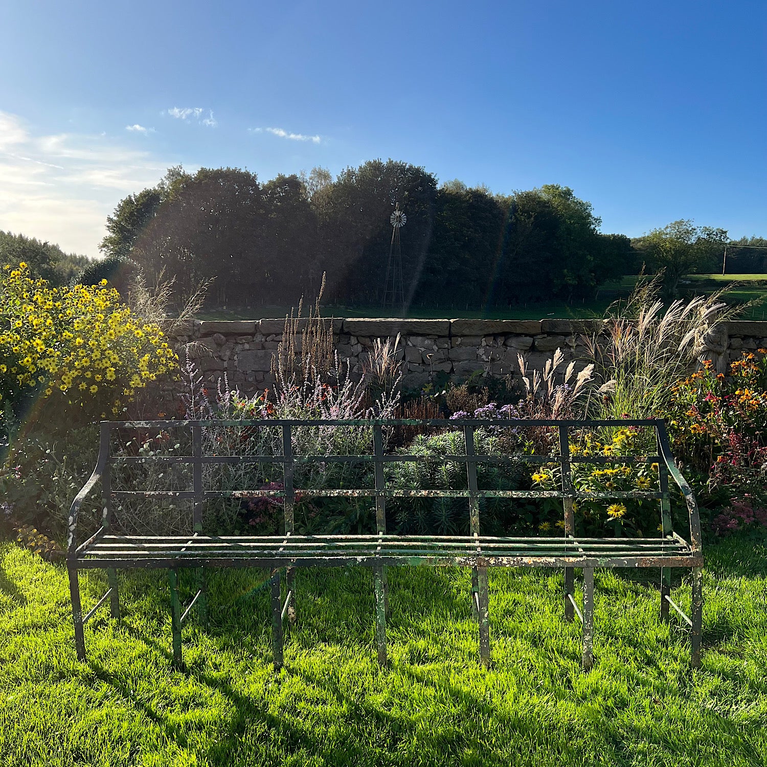 Long Regency Wrought Iron Garden Bench - Image 4