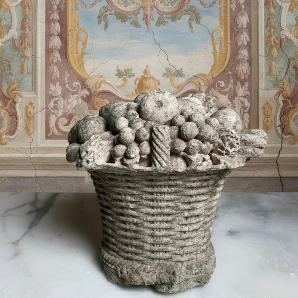 English Marble Basket of Fruits c.1750 - Image 3