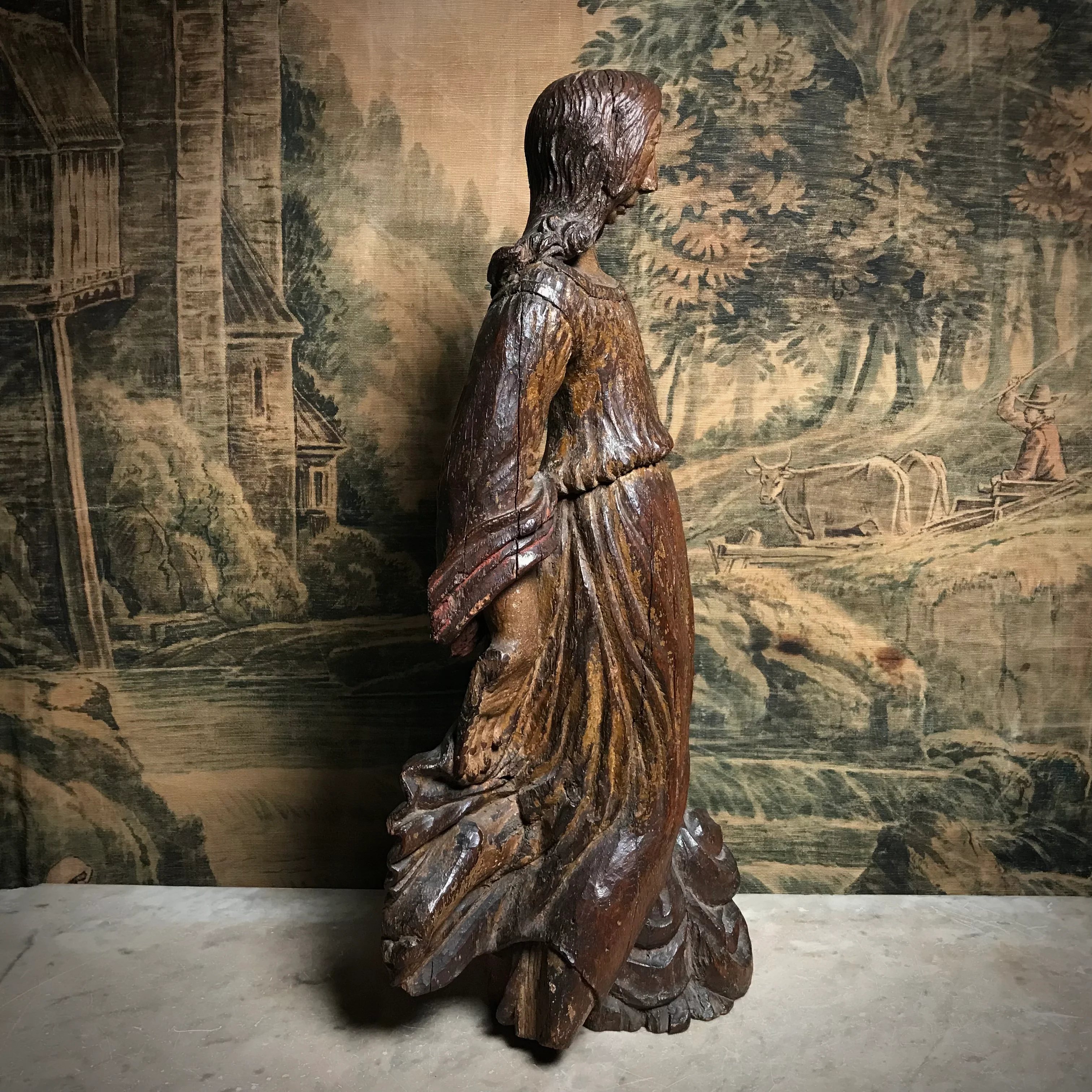 Medieval Carved Polychromed Angel c.1450 - Image 15