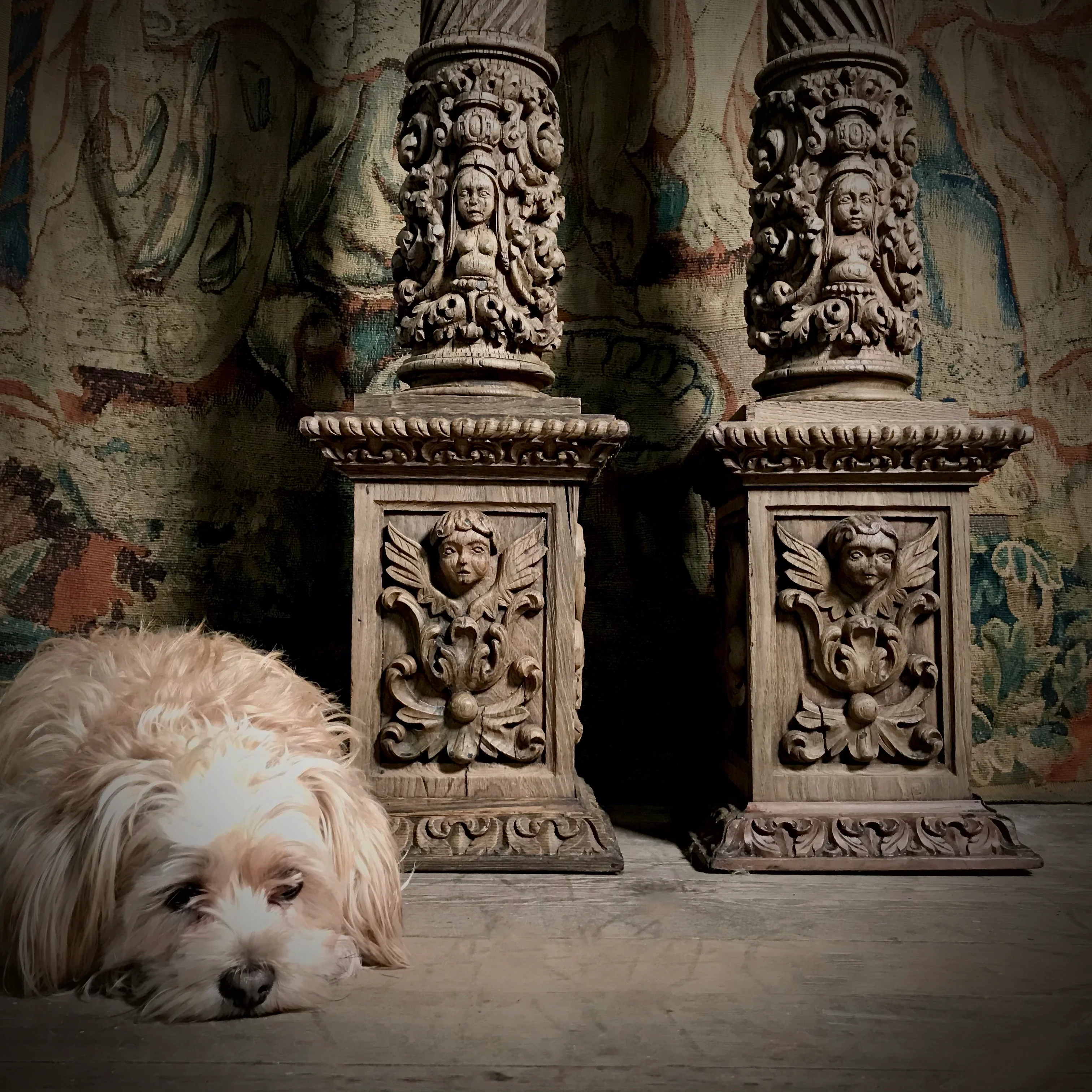 Pair of Ornately Carved Columns c.1650 - Image 12