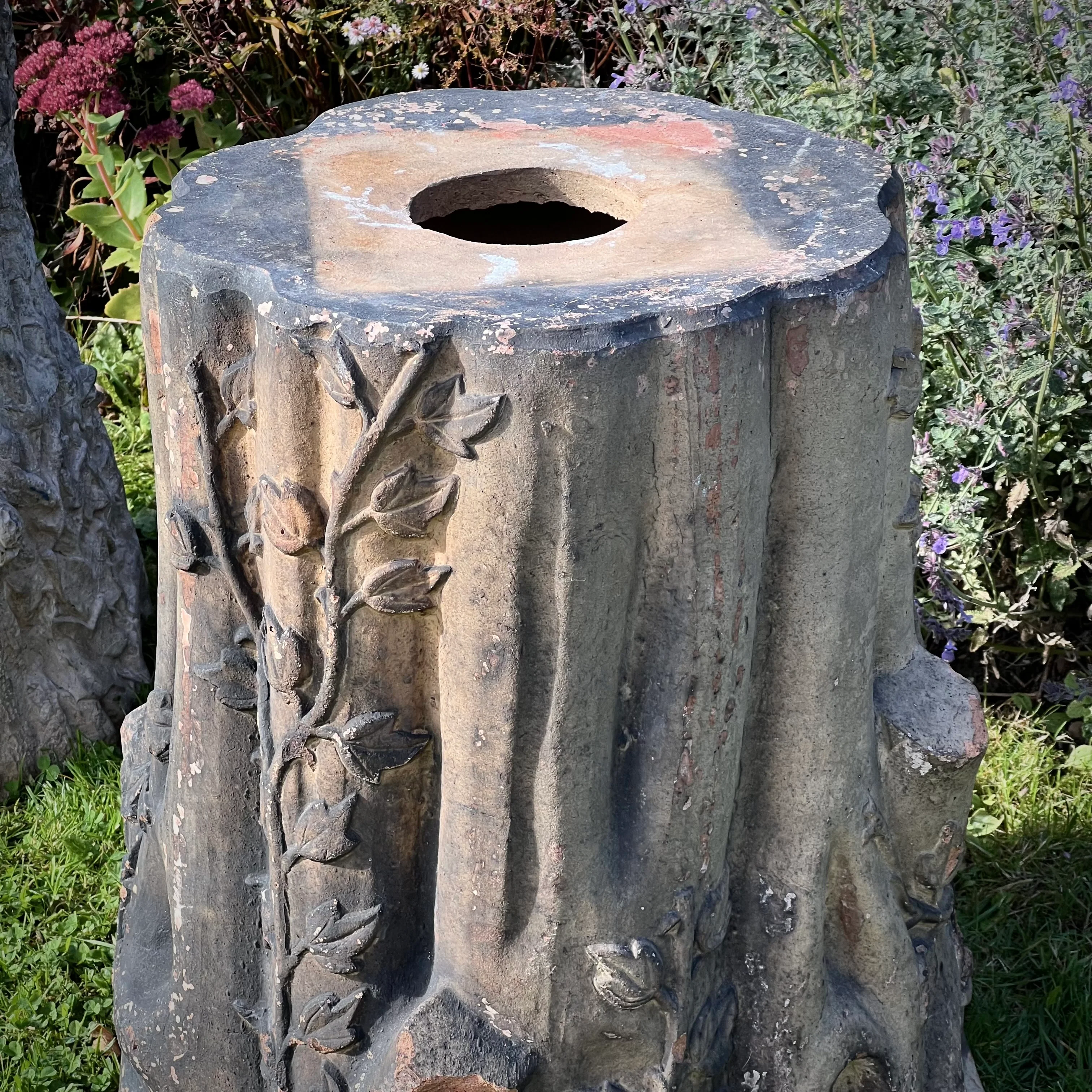 Pair of English Terracotta Tree Stump or Stumpery Pedestals by Gibbs & Canning, Tamworth c.1870 - Image 24