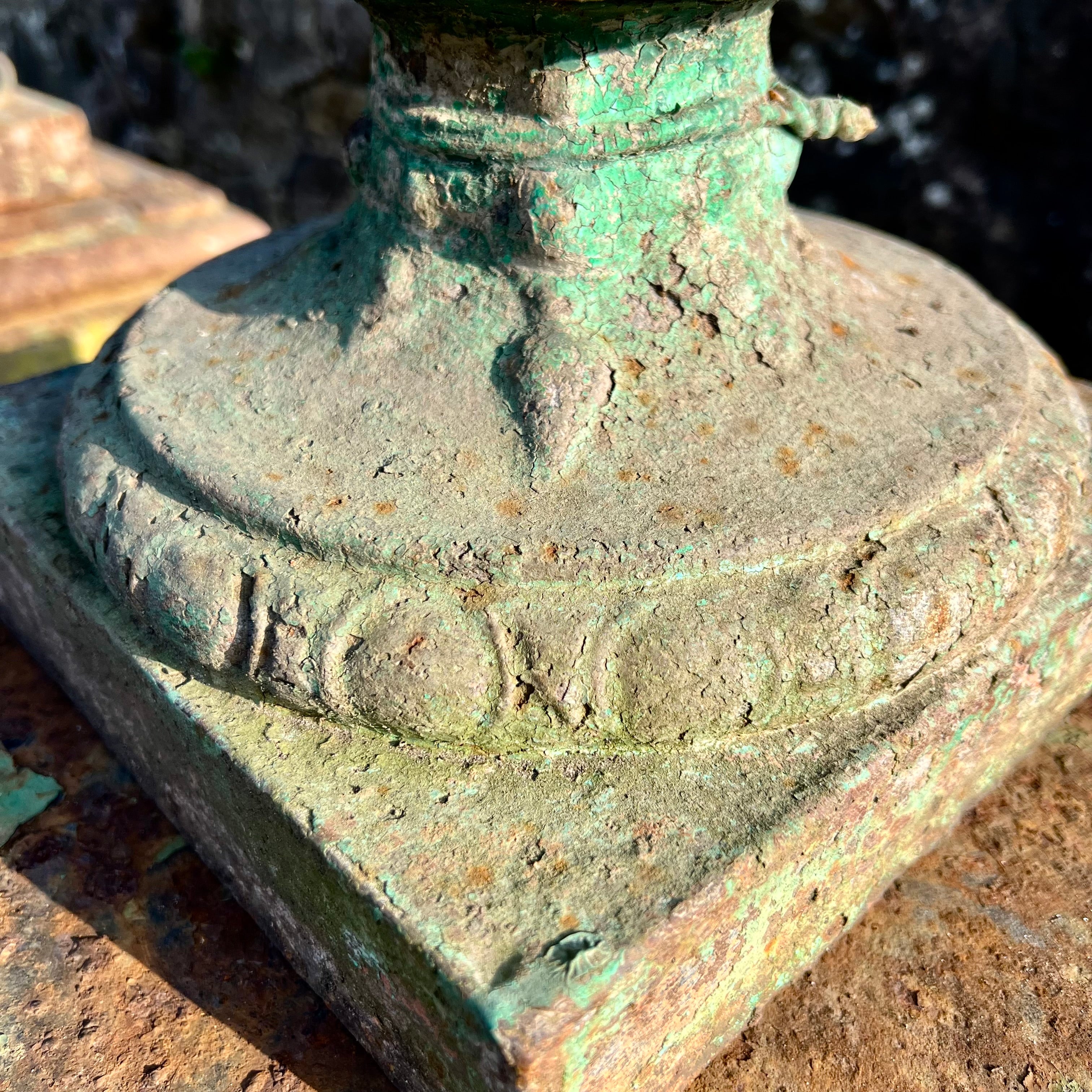 Pair of French Cast Iron Tazza Urns on Sandstone Plinths c.1880 - Image 13