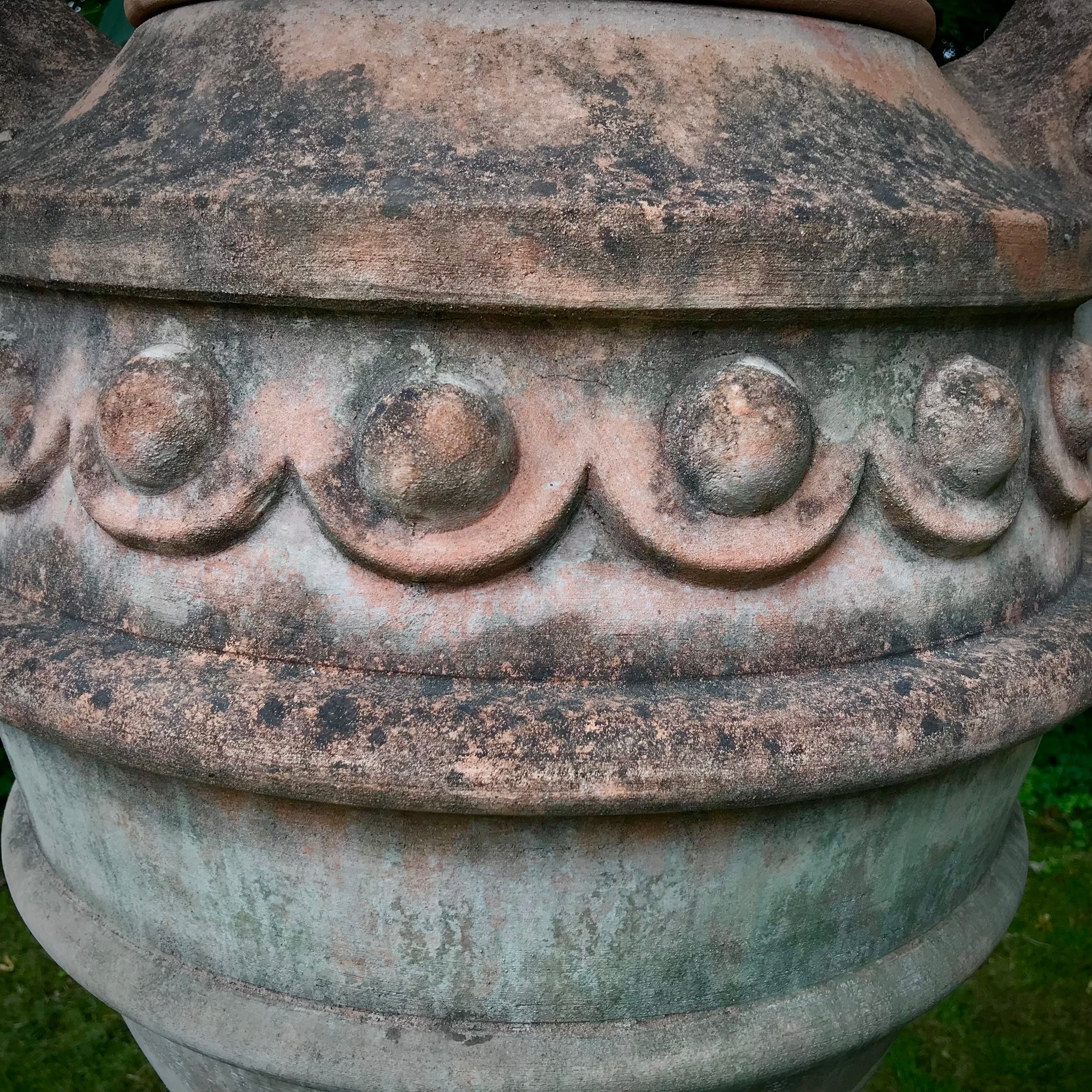 Pair of Huge Italian Terracotta Classical Urns & Plinths - Image 13