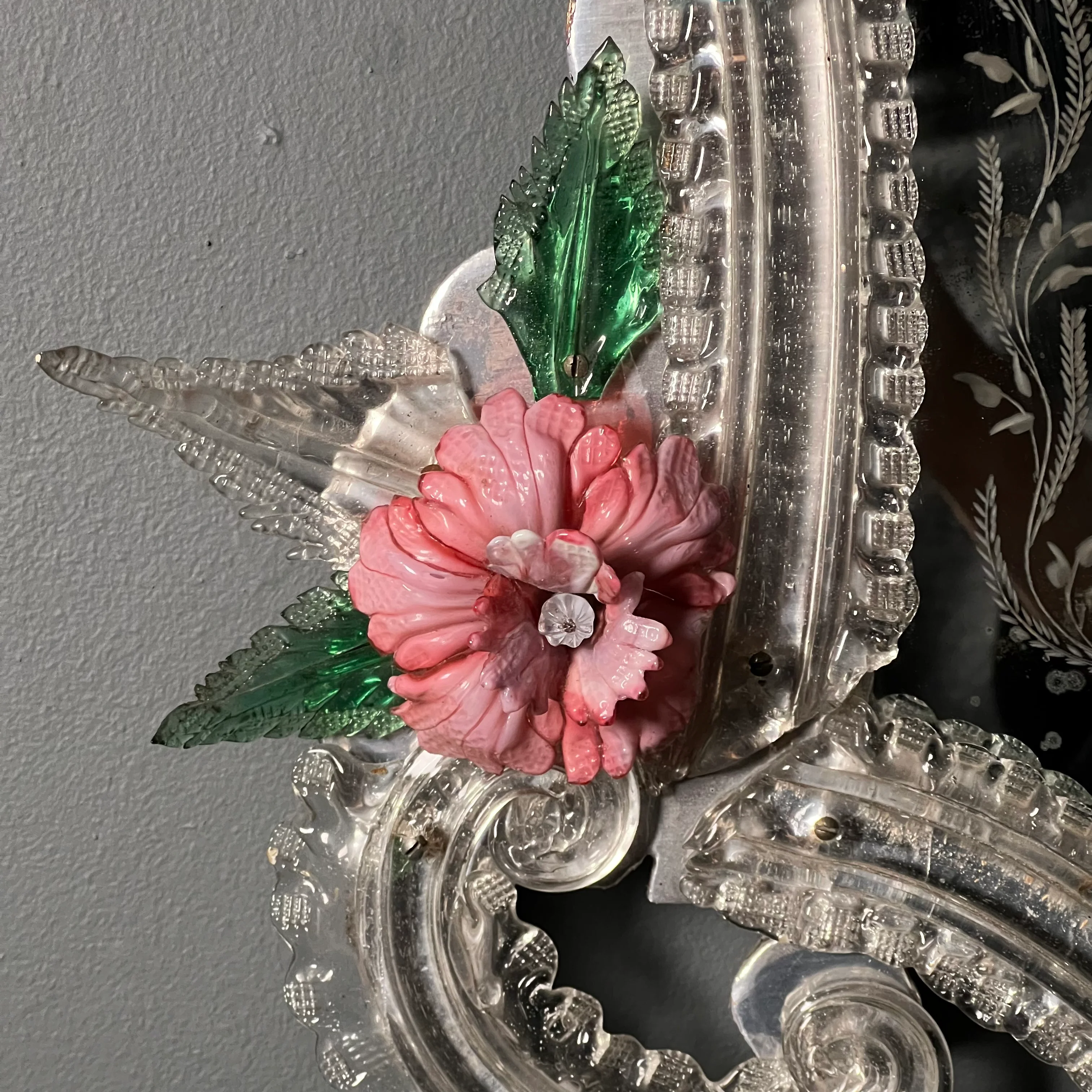 Pair of Italian Venetian Murano Glass Mirrors Early 20th Century - Image 12
