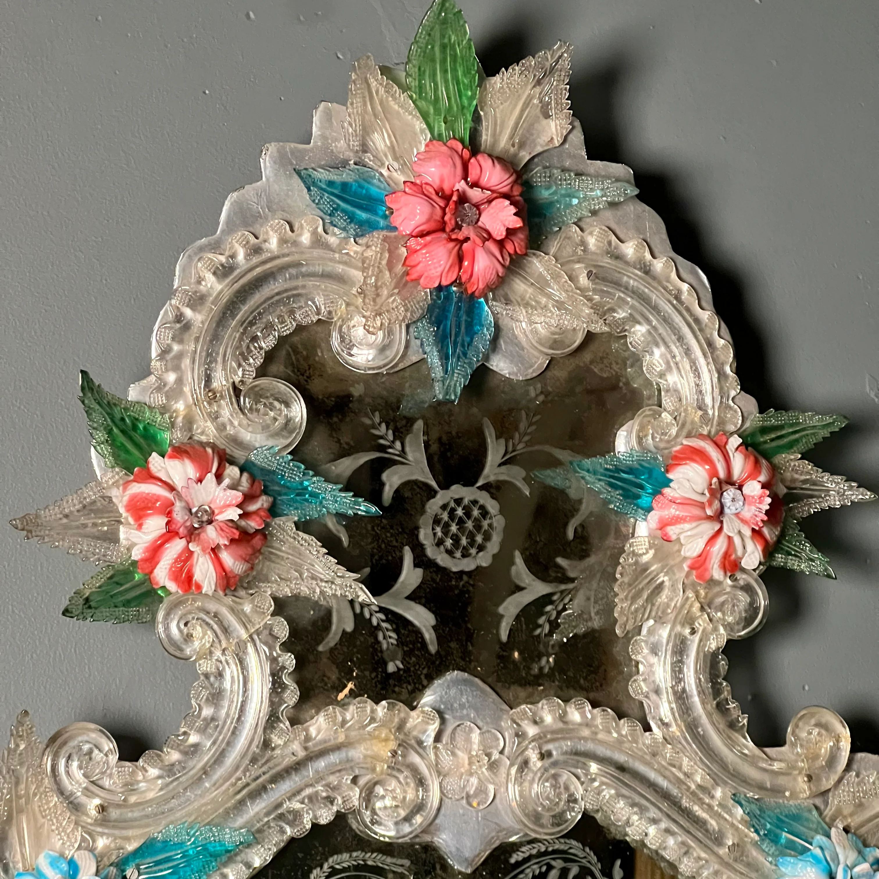 Pair of Italian Venetian Murano Glass Mirrors Early 20th Century - Image 22